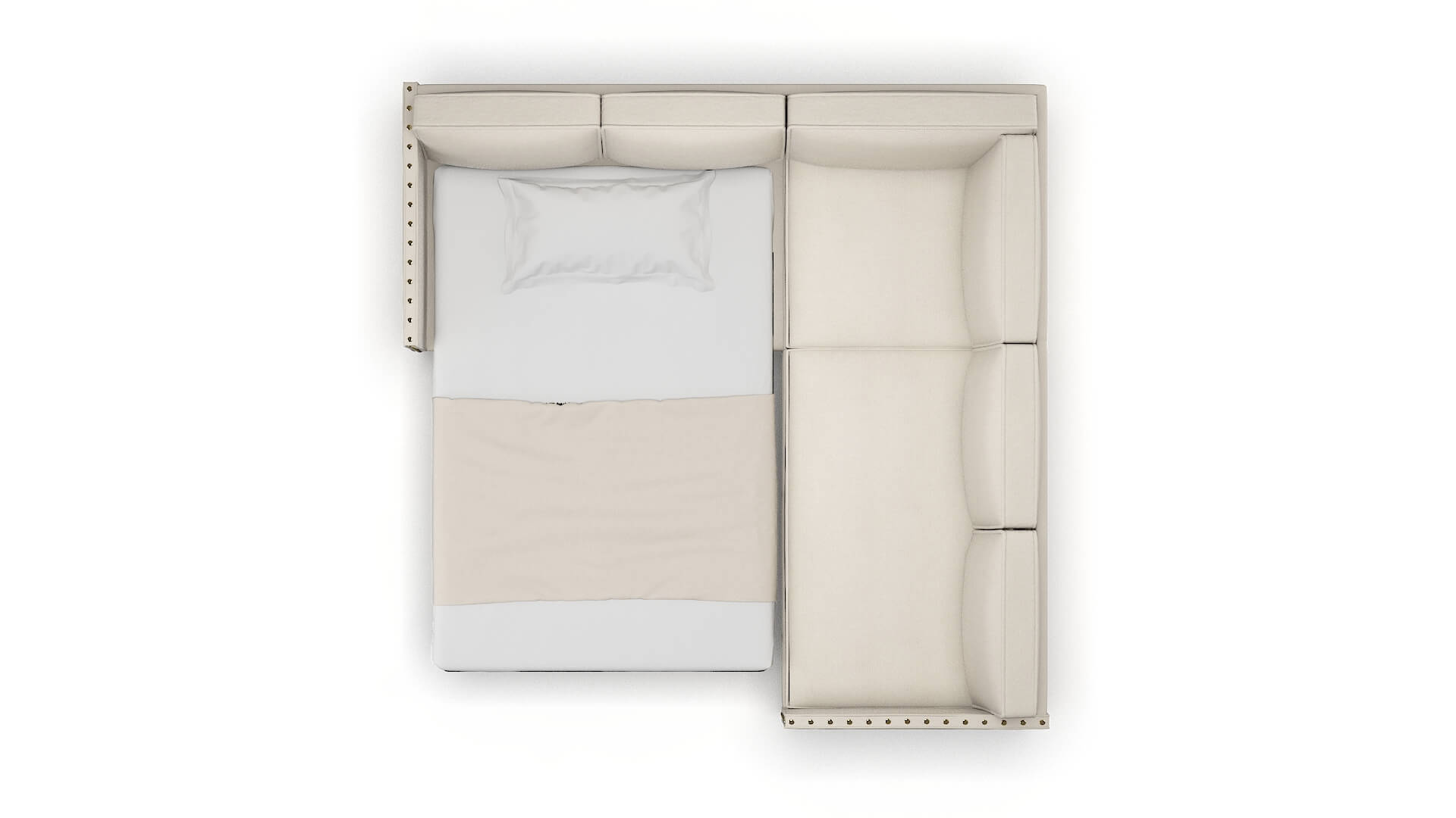 Florence Dawson Sand Sectional Sleeper Espresso legs 3