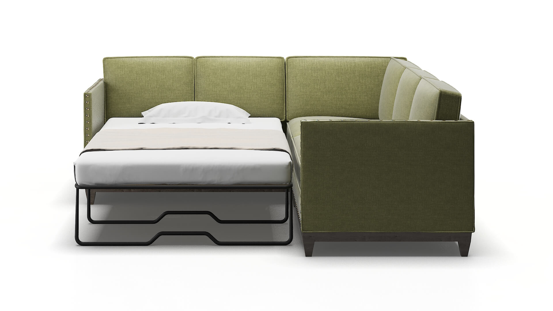 Florence Durham Lime Sectional Sleeper Espresso legs 1