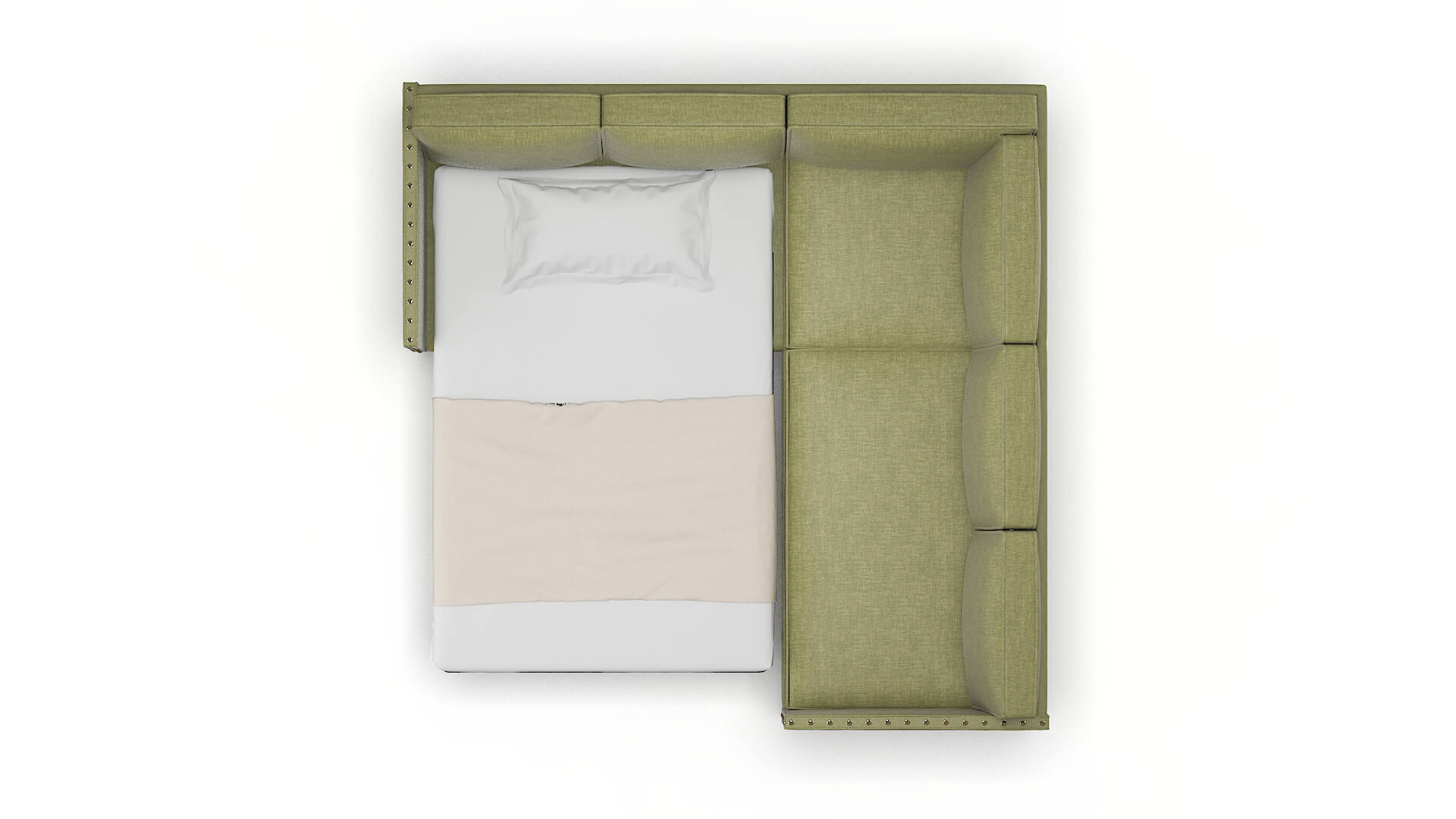 Florence Durham Lime Sectional Sleeper Espresso legs 3