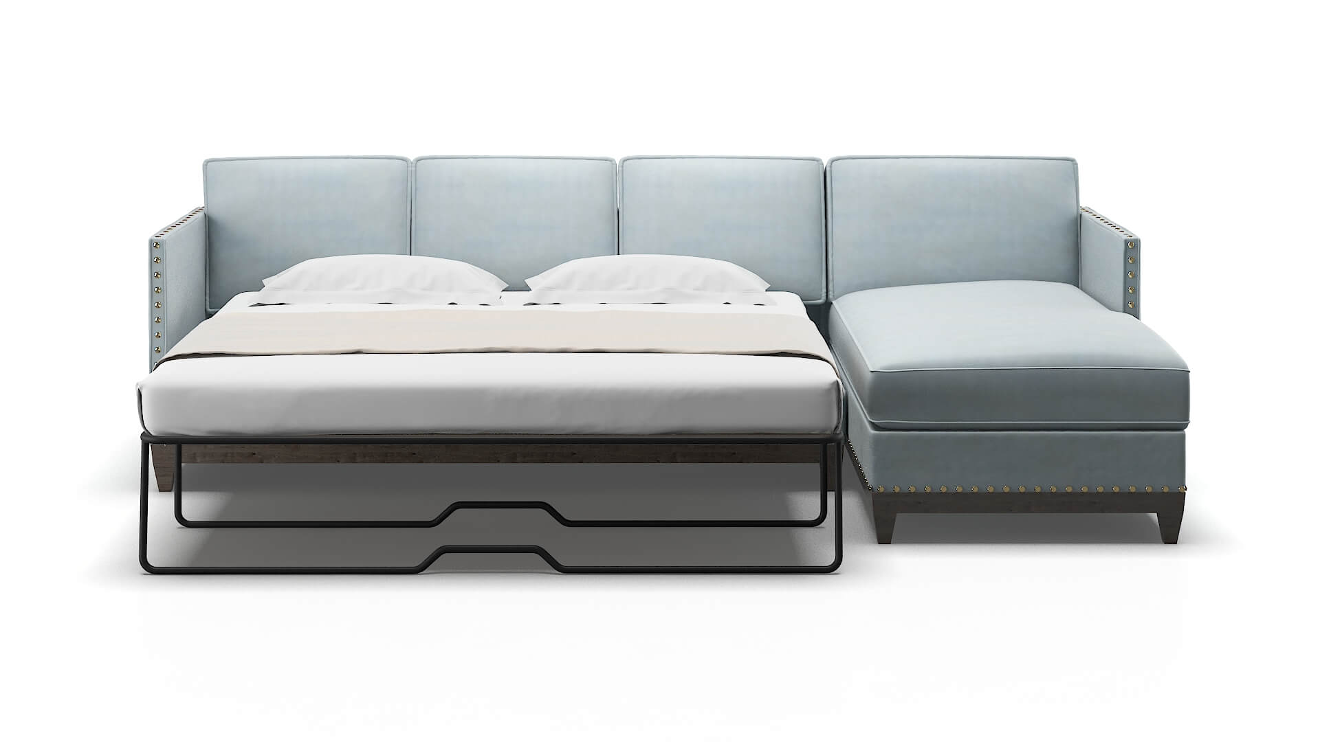 Florence Hathaway Aqua Panel Sleeper Espresso legs 1