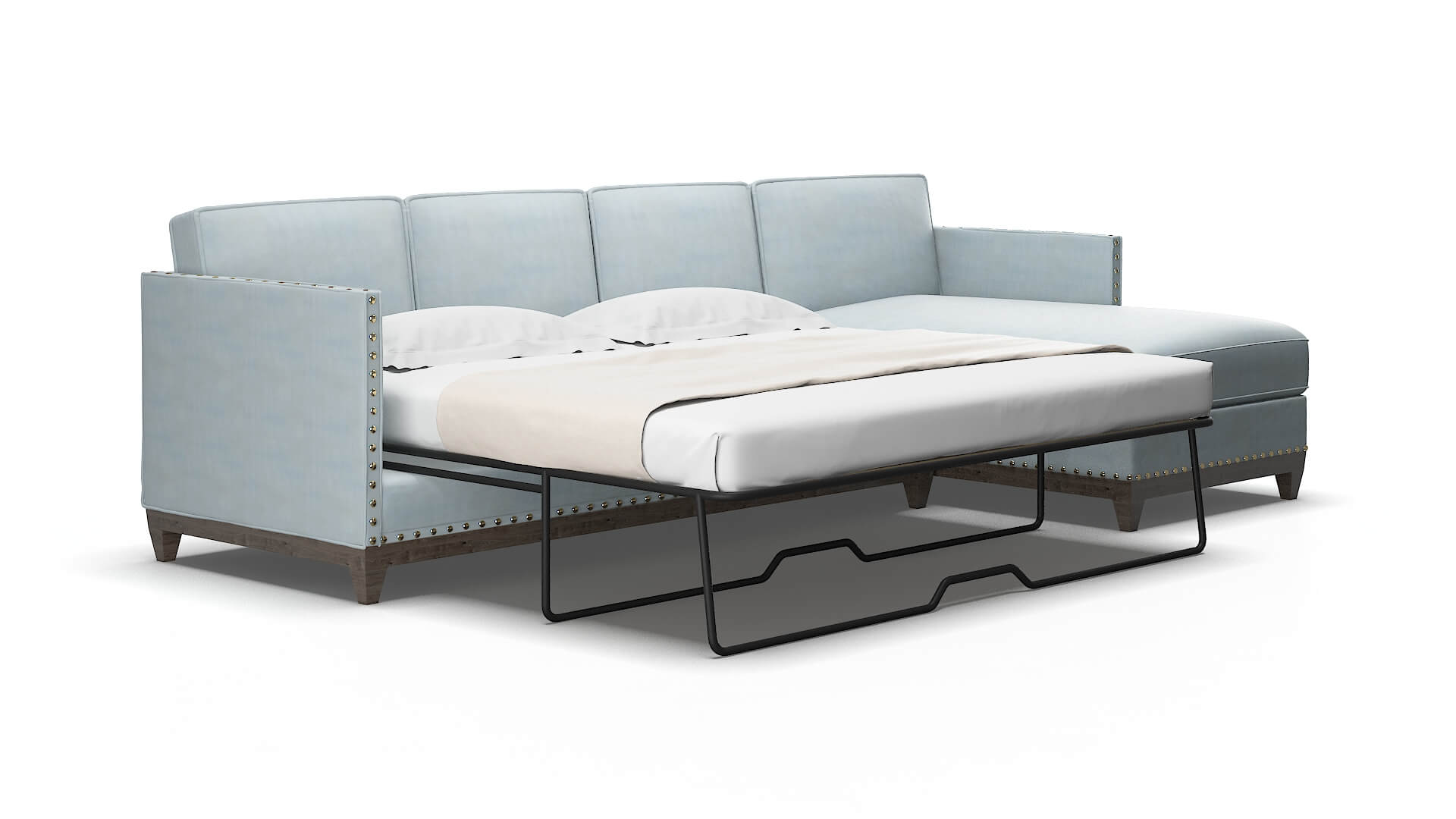 Florence Hathaway aqua Panel sleeper Espresso Legs  2