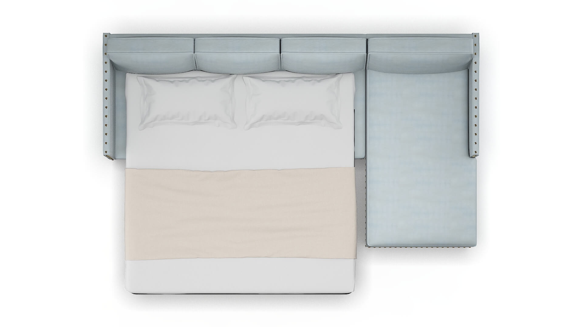 Florence Hathaway Aqua Panel Sleeper Espresso legs 3