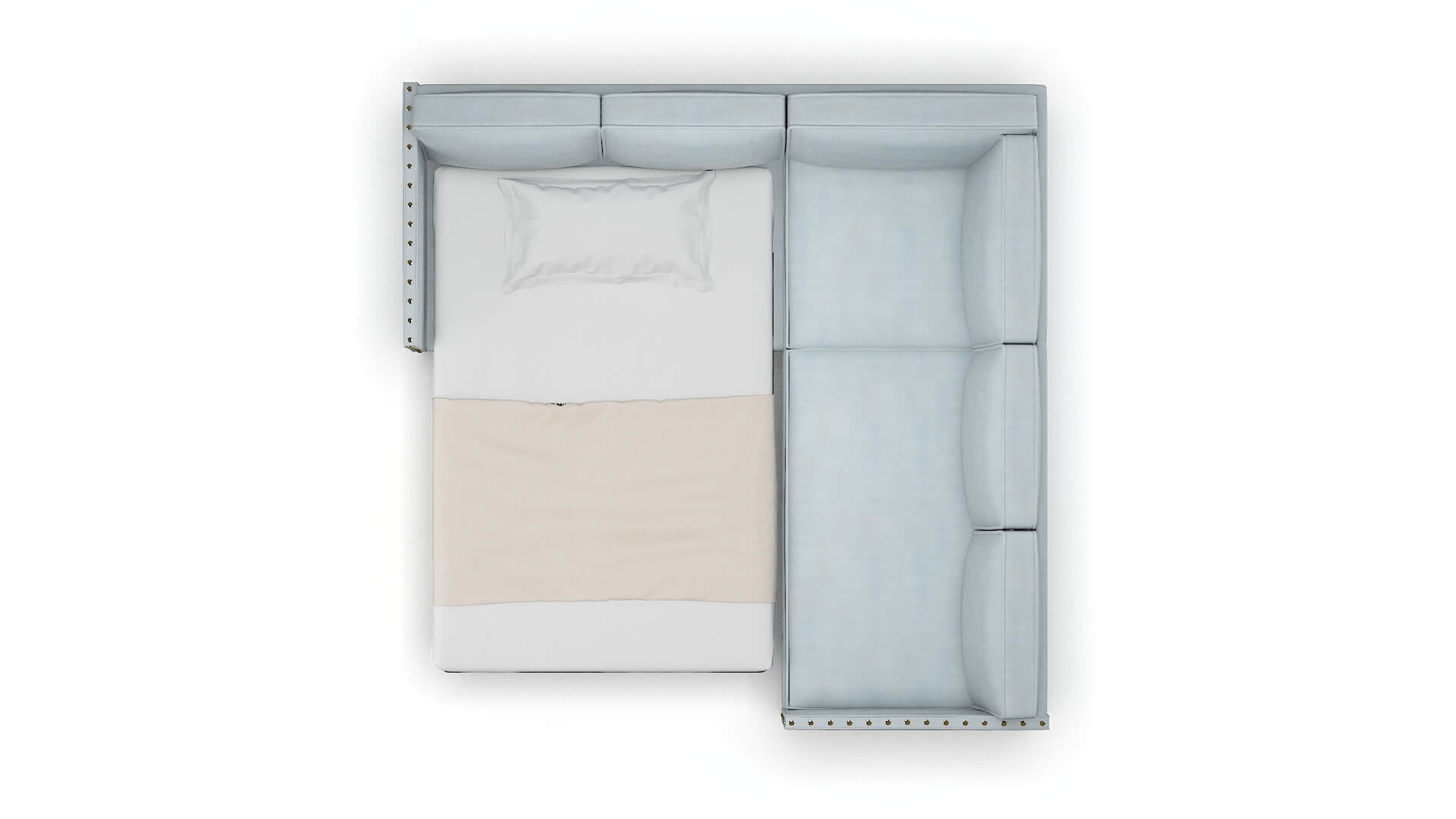 Florence Hathaway Aqua Sectional Sleeper Espresso legs 3