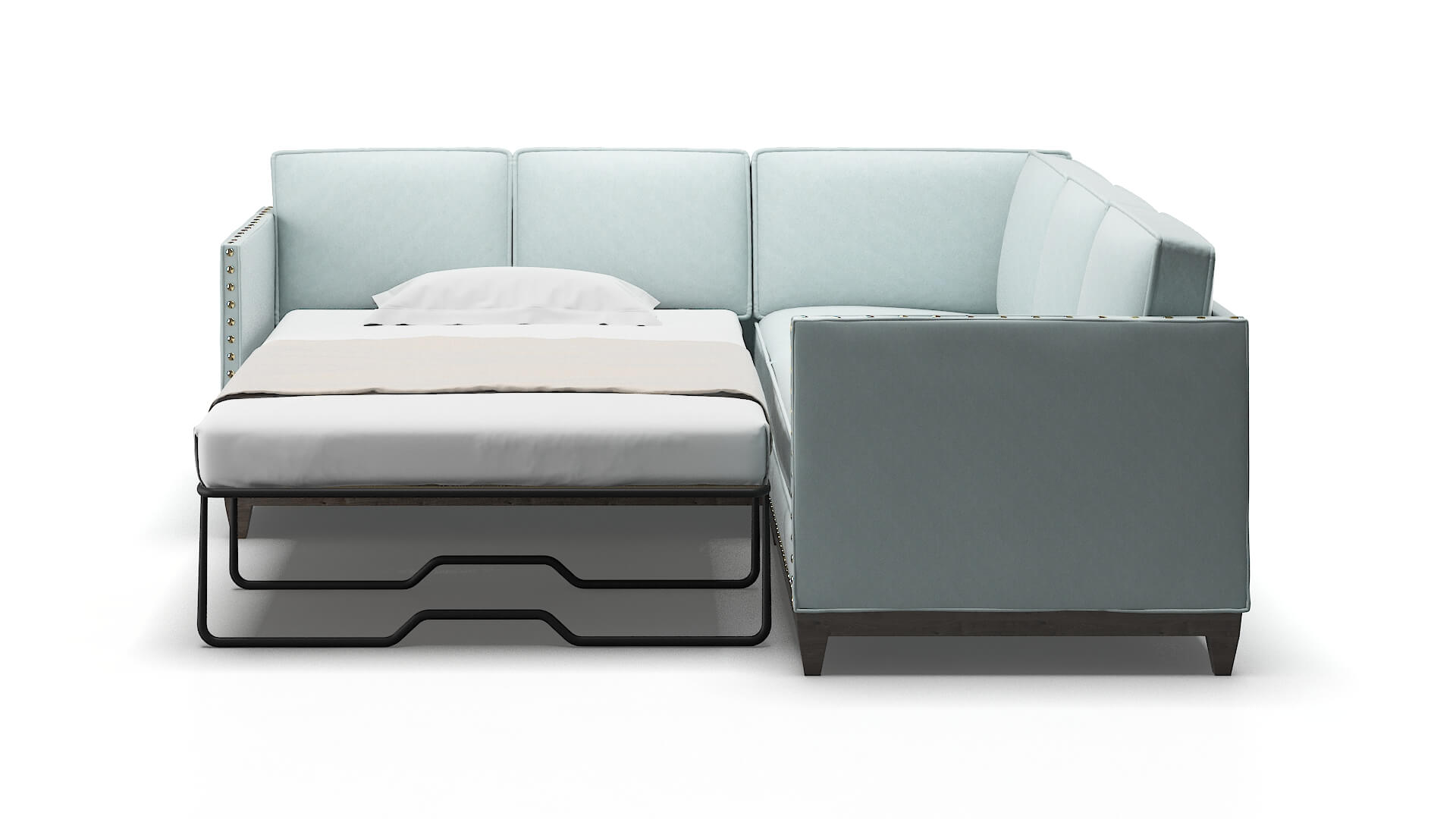 Florence Hepburn Peridot Sectional Sleeper Espresso legs 1