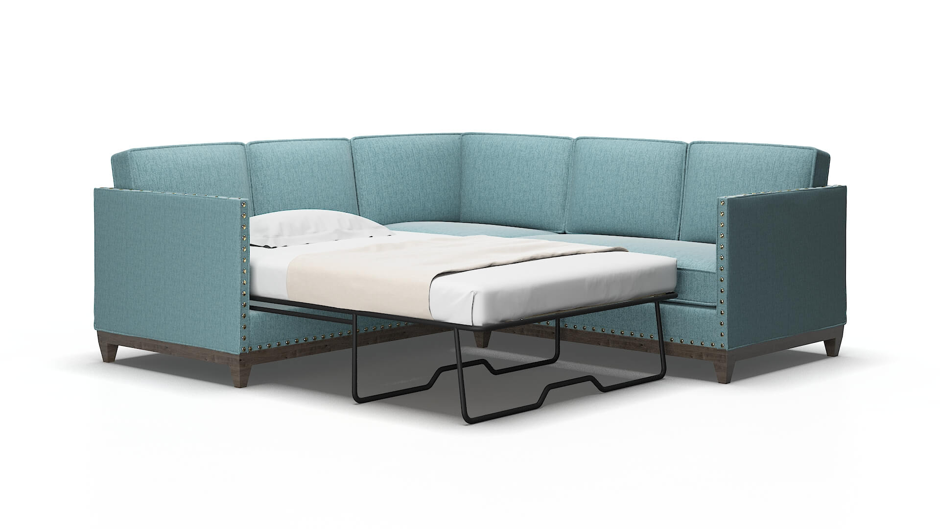Florence Insight peacock Sectional sleeper Espresso Legs  2