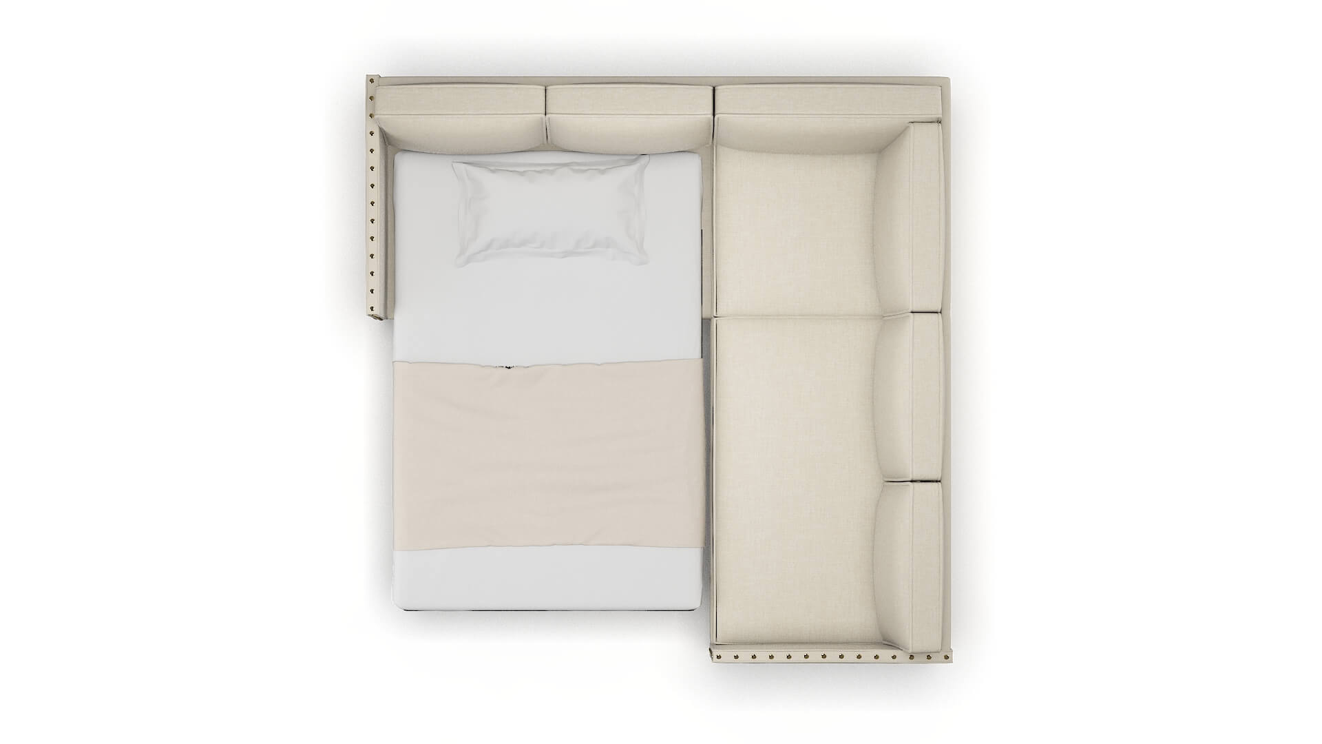 Florence Keylargo Almond Sectional Sleeper Espresso legs 3