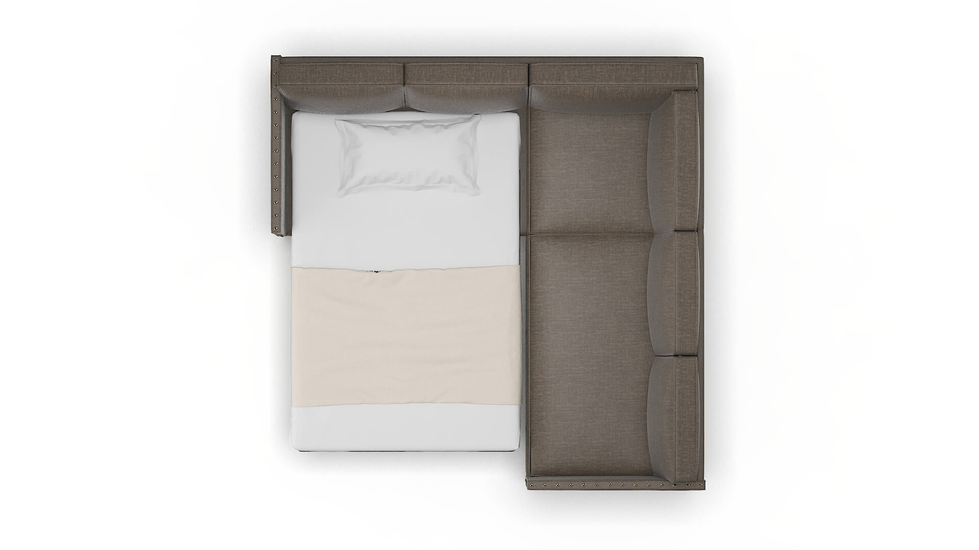 Florence Keylargo Bark Sectional Sleeper Espresso legs 3