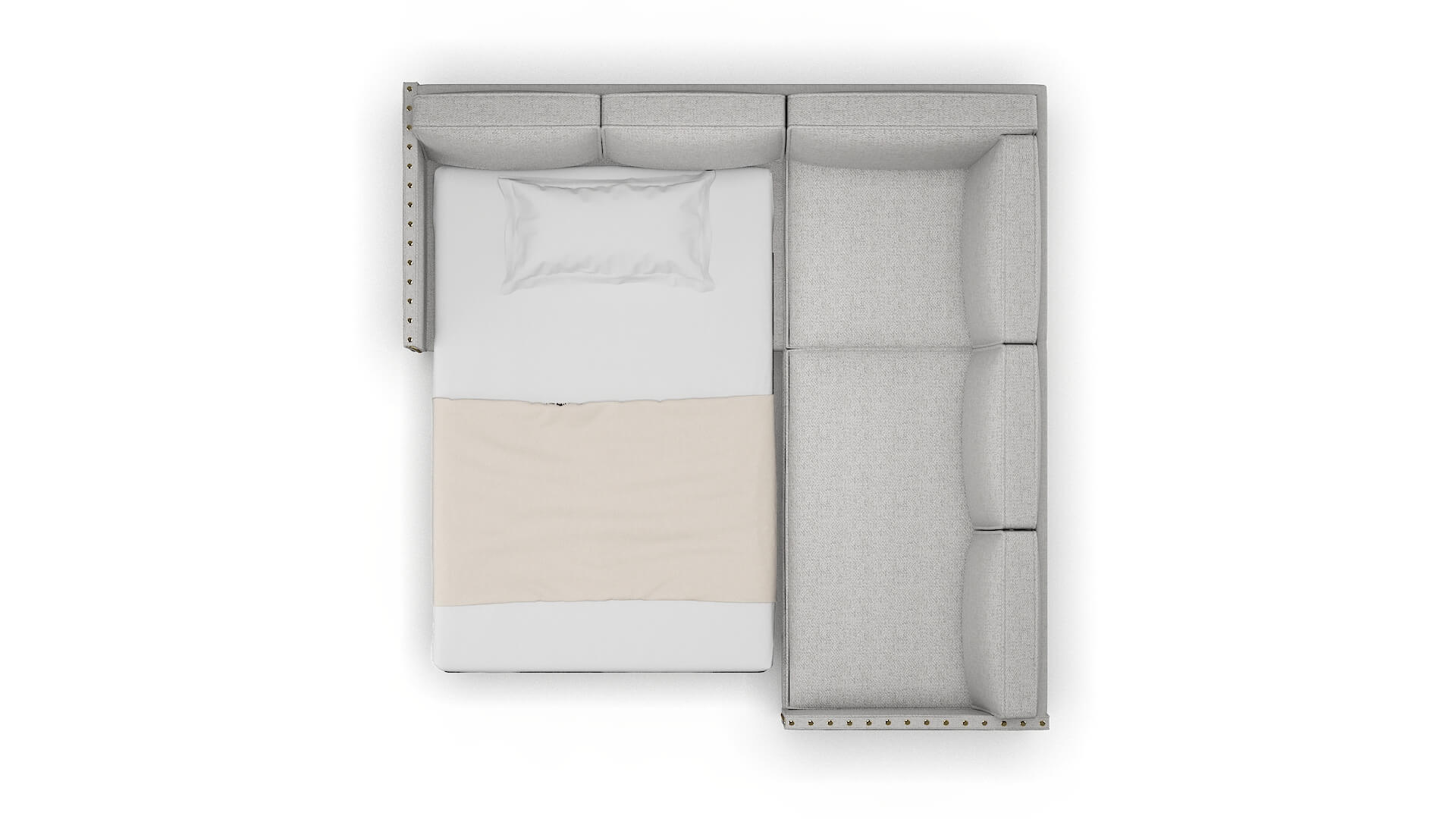 Florence Malibu Dove Sectional Sleeper Espresso legs 3