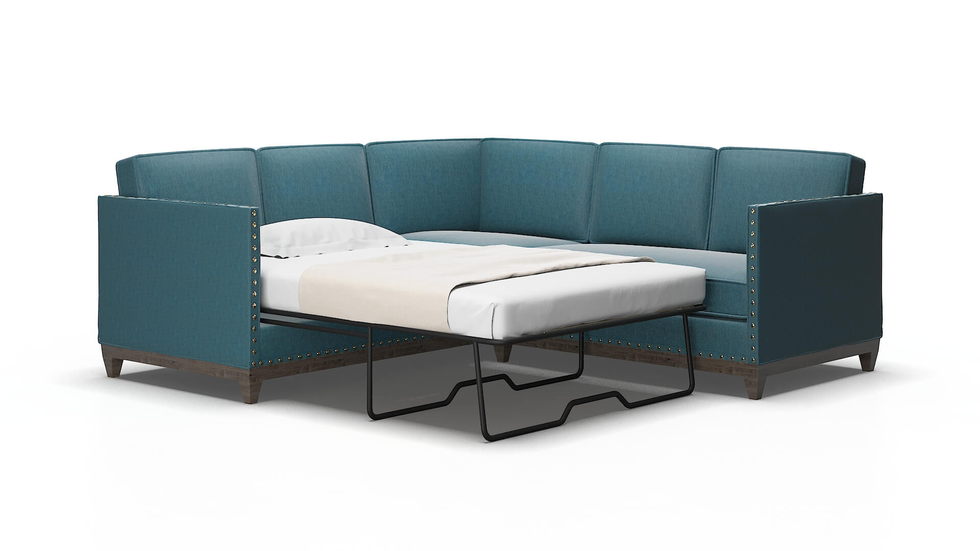 Florence Merit peacock Sectional sleeper Espresso Legs  2