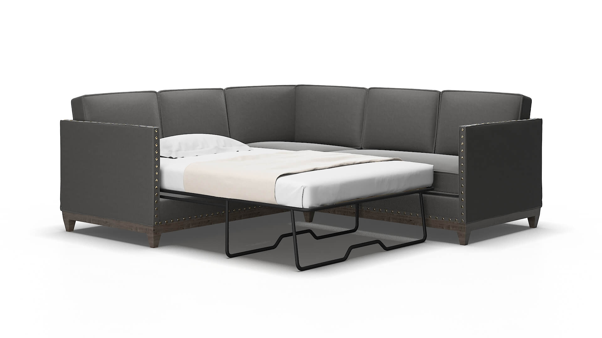 Florence Oakley Charcoal Sectional Sleeper Espresso legs 2
