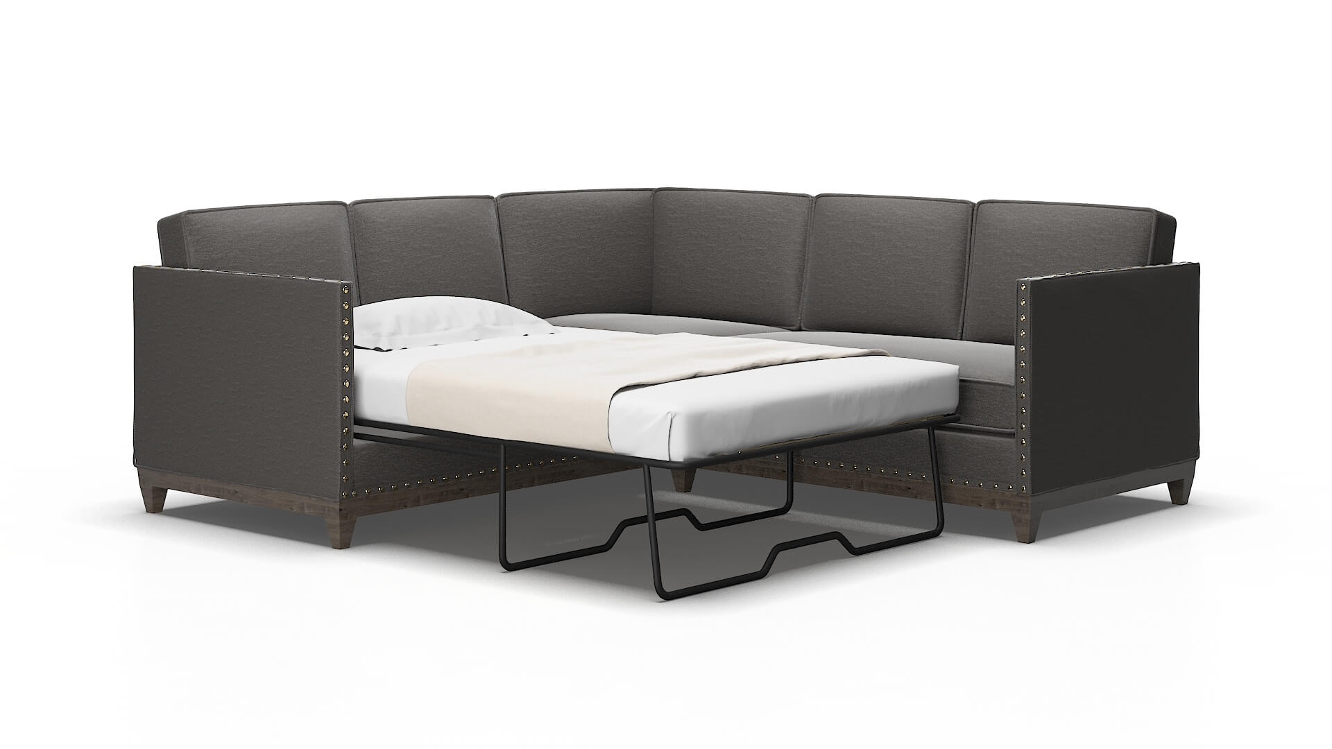 Florence Oscar grey Sectional sleeper Espresso Legs  2