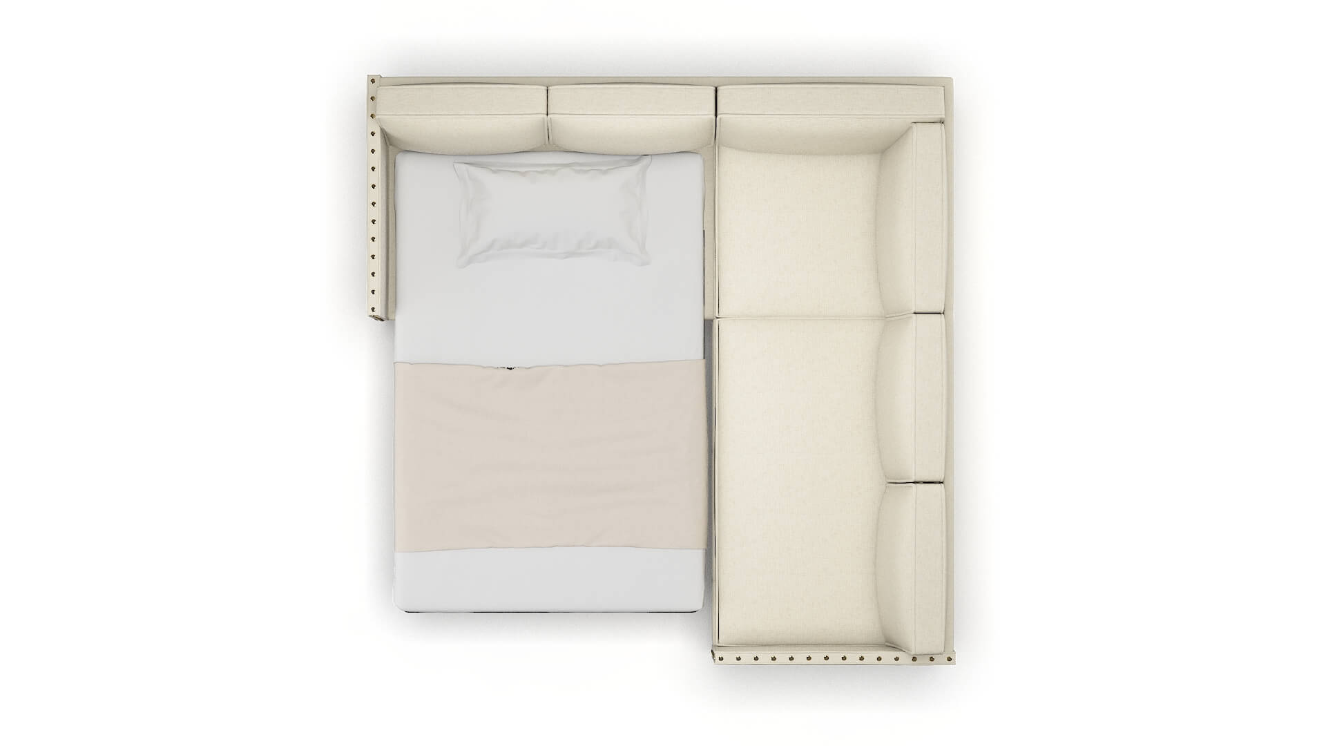 Florence Phoenix Ivory Sectional Sleeper Espresso legs 3