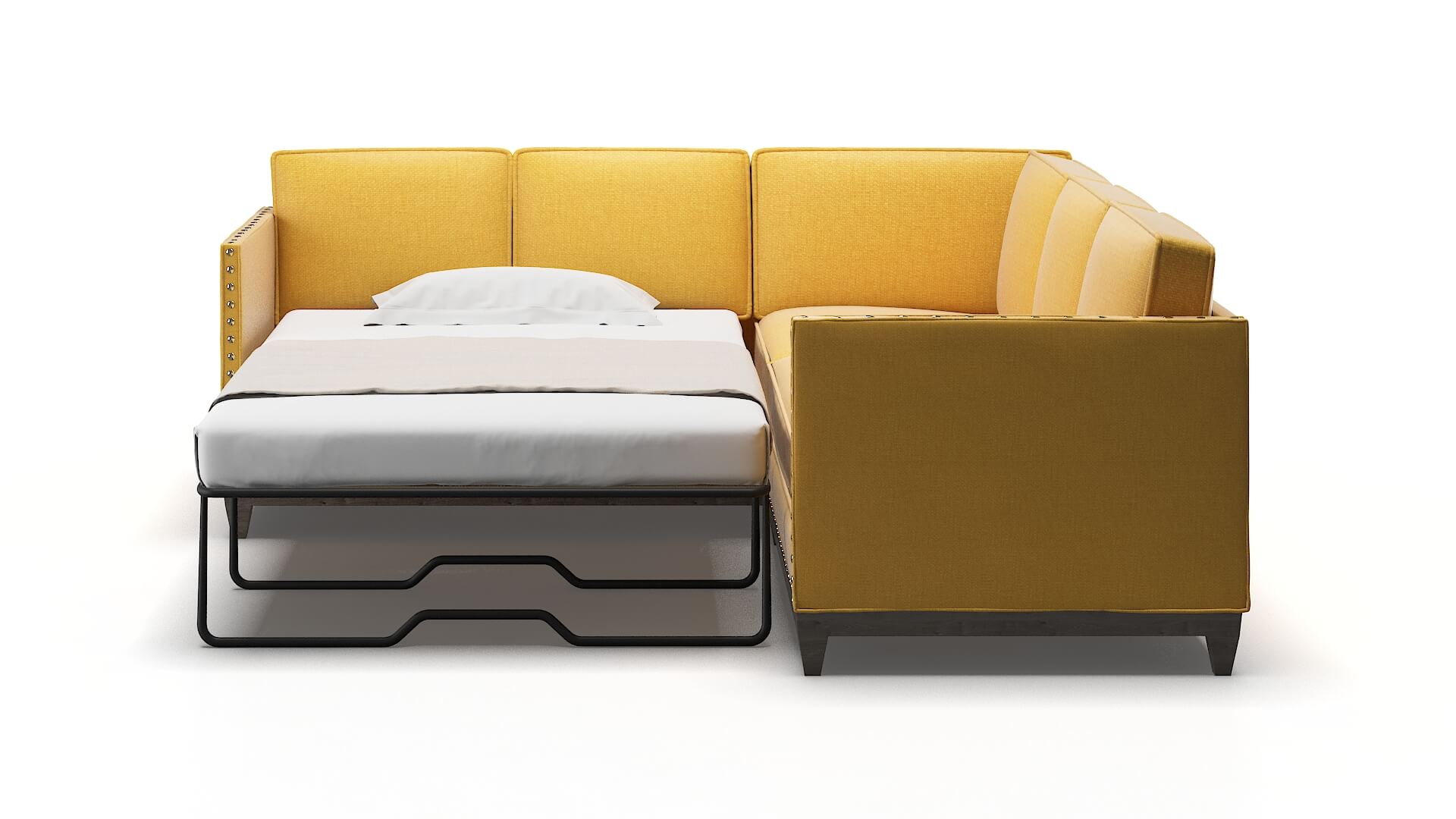 Florence Portland Dijon Sectional Sleeper Espresso legs 1