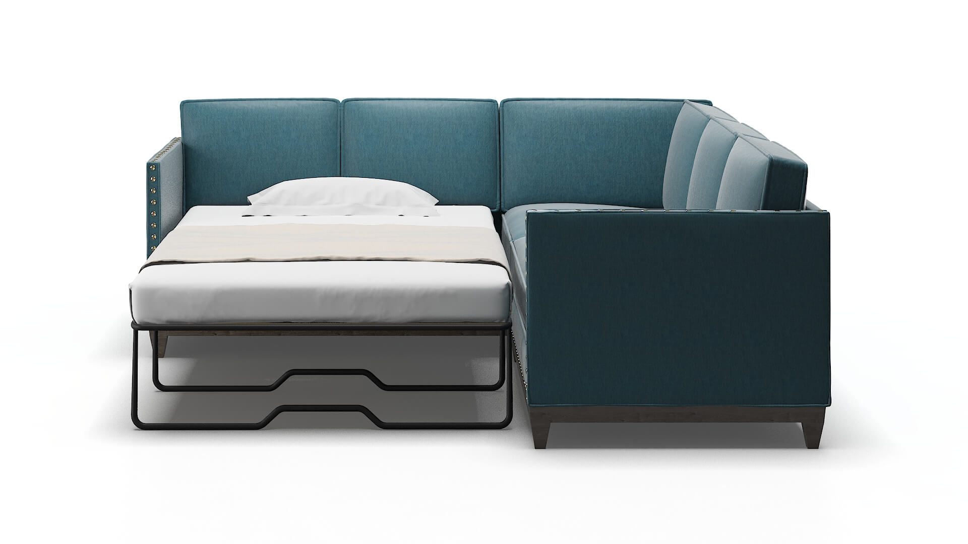 Florence Royale Electric_blue Sectional Sleeper Espresso legs 1