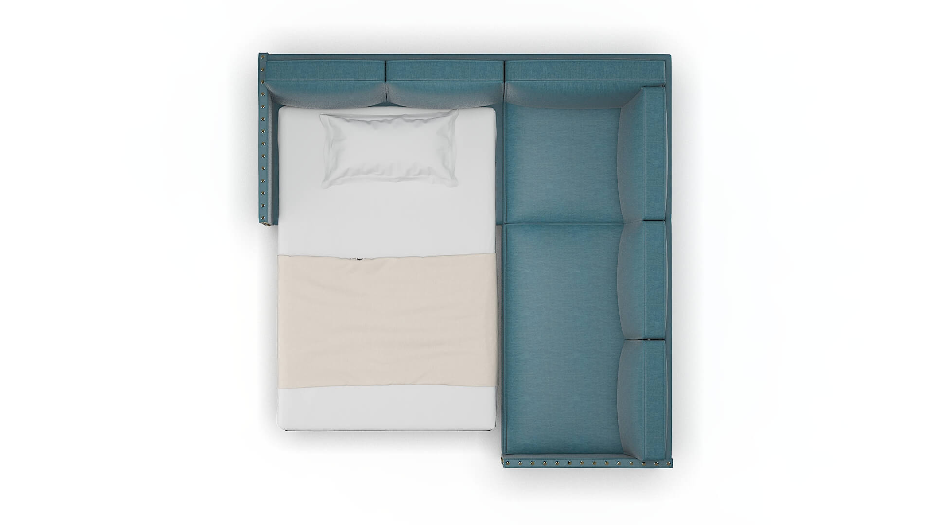 Florence Royale Electric_blue Sectional Sleeper Espresso legs 3