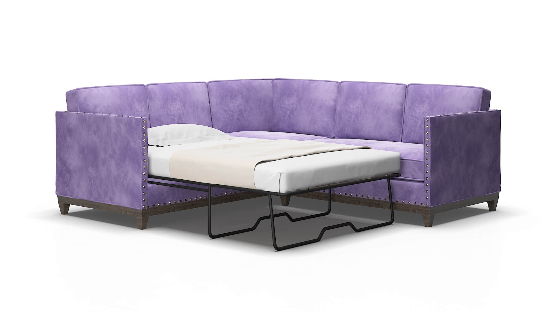 Florence Royale lavender Sectional sleeper Espresso Legs  2