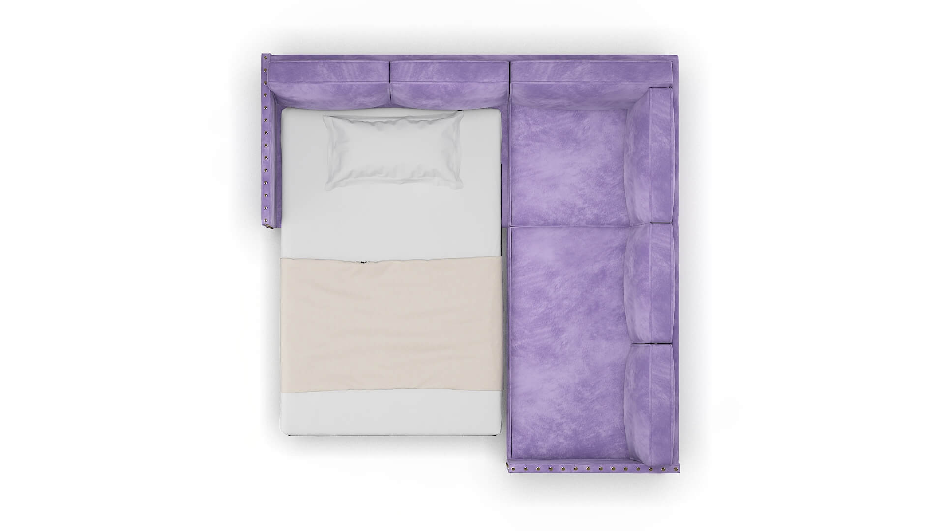 Florence Royale Lavender Sectional Sleeper Espresso legs 3