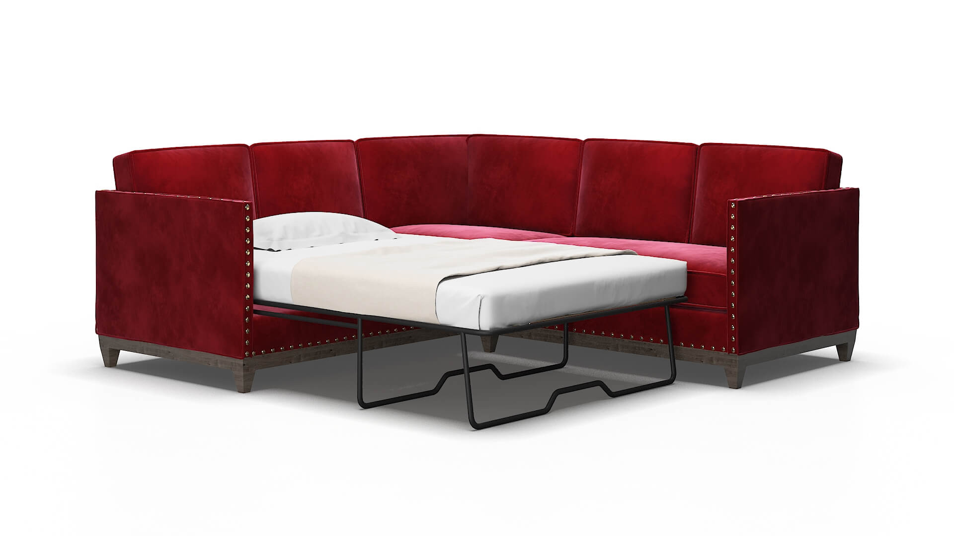 Florence Royale ruby Sectional sleeper Espresso Legs  2
