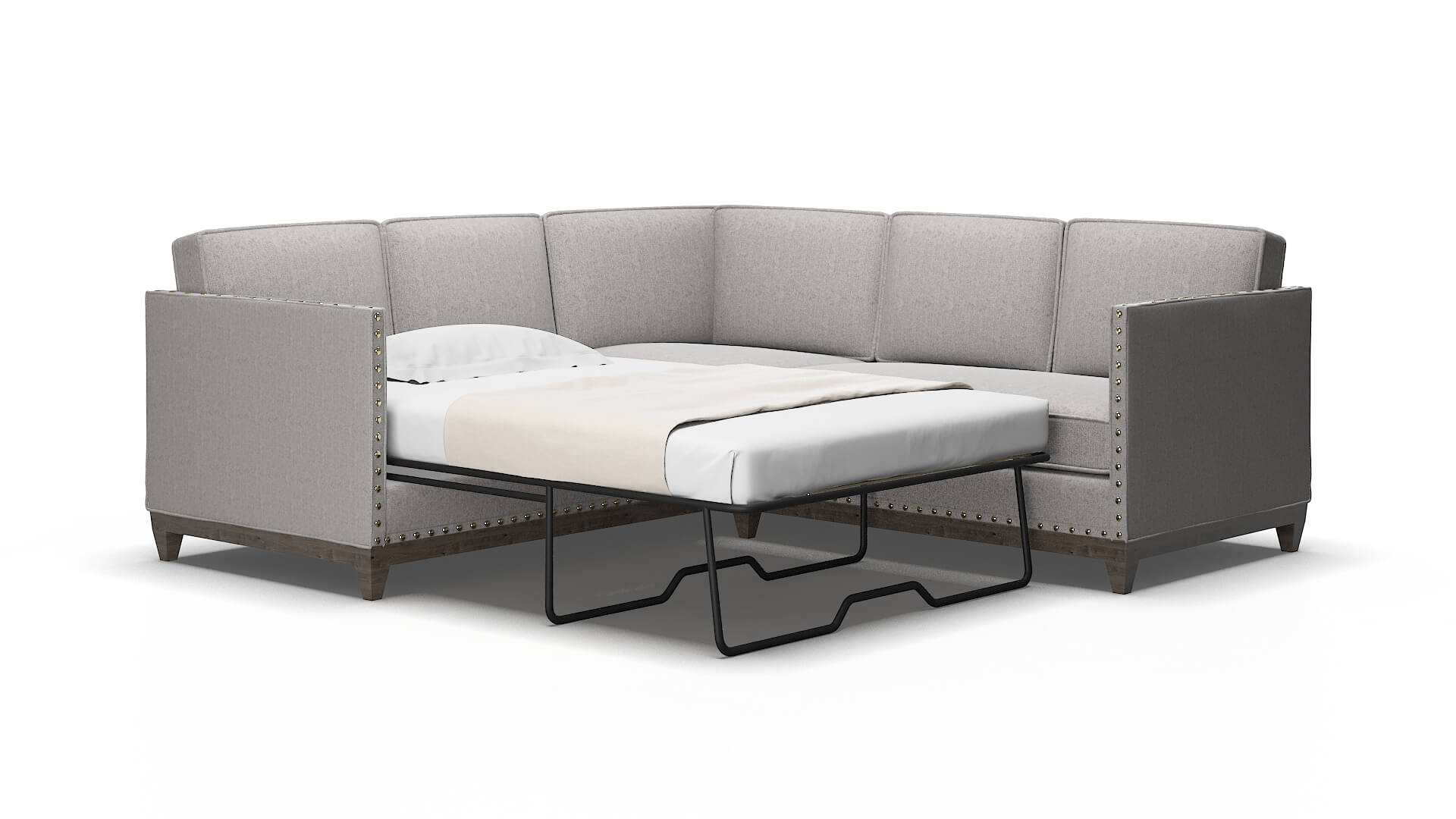 Florence Sasha Silver Sectional Sleeper espresso legs 2