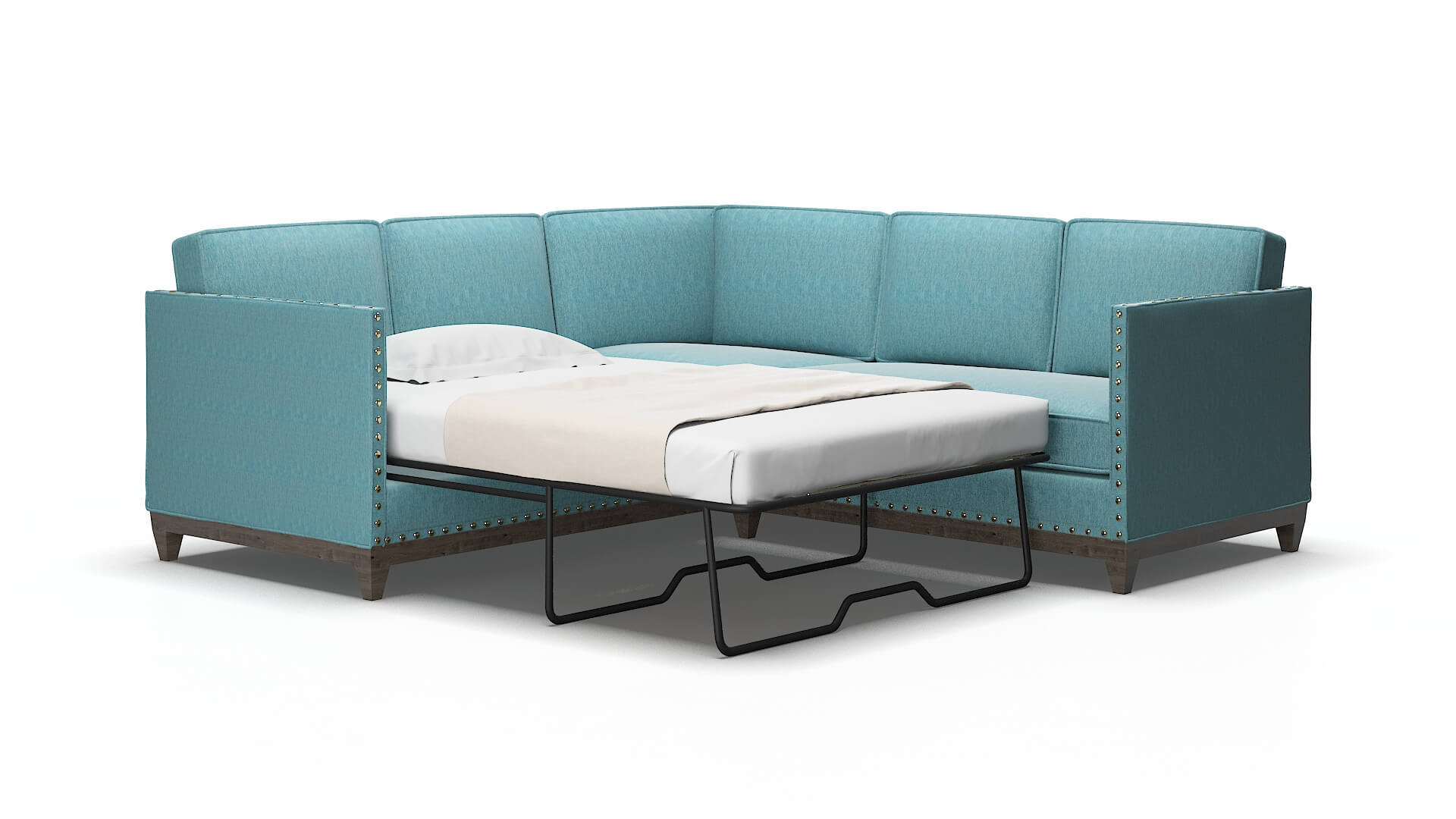 Florence Sorrento denim Sectional sleeper Espresso Legs  2
