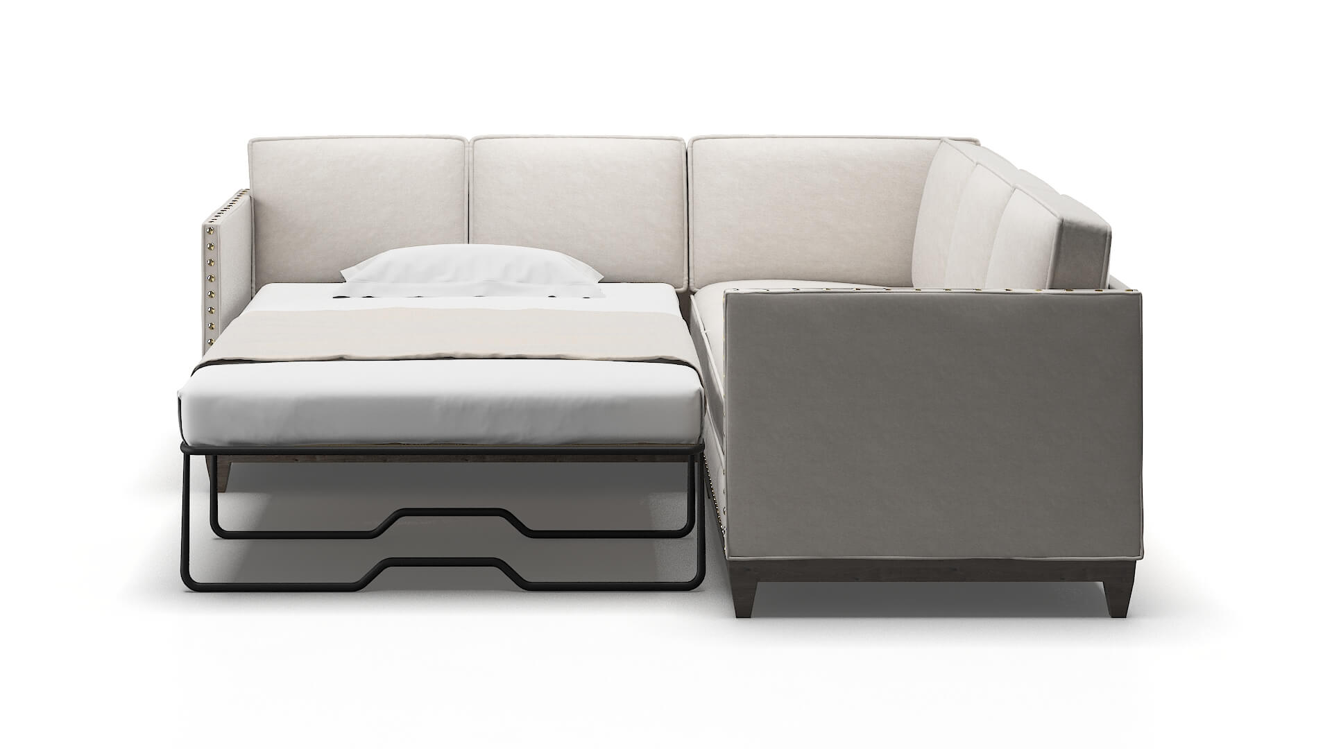 Florence Suave Dove Sectional Sleeper Espresso legs 1