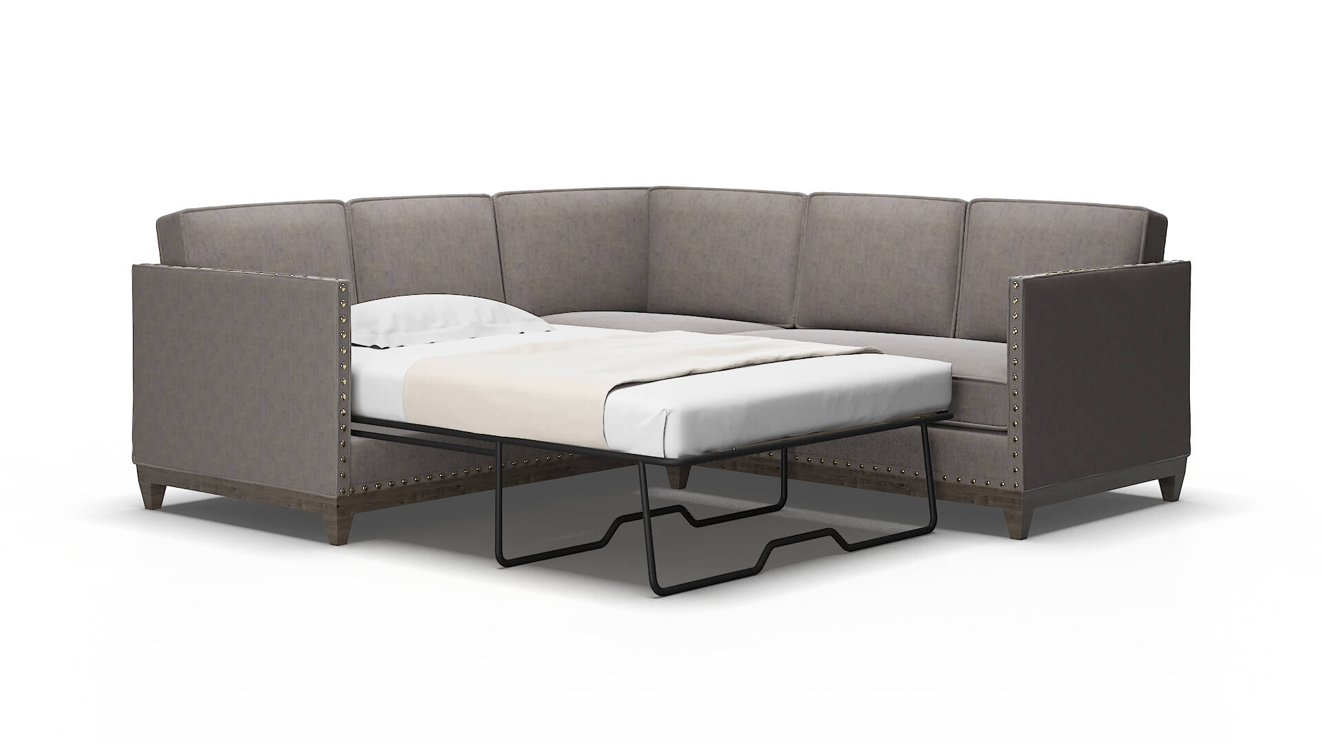 Florence Suave Slate Sectional Sleeper Espresso Legs 2