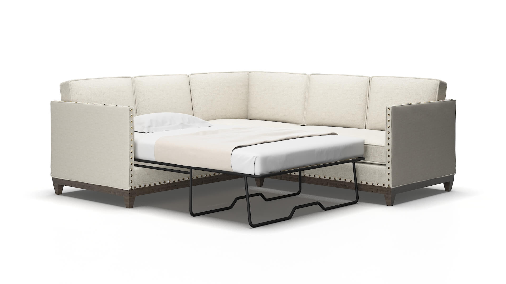 Florence Venus Cream Sectional Sleeper Espresso legs 2