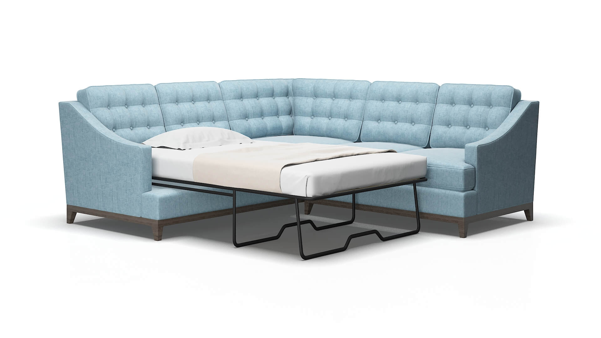 Geneva Atlas turquoise Sectional sleeper Espresso Legs  2
