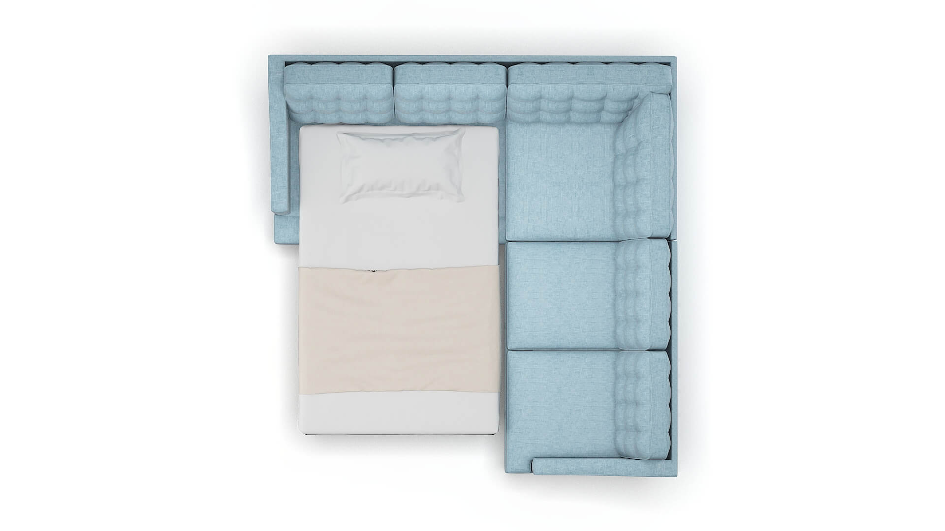 Geneva Atlas Turquoise Sectional Sleeper Espresso legs 3