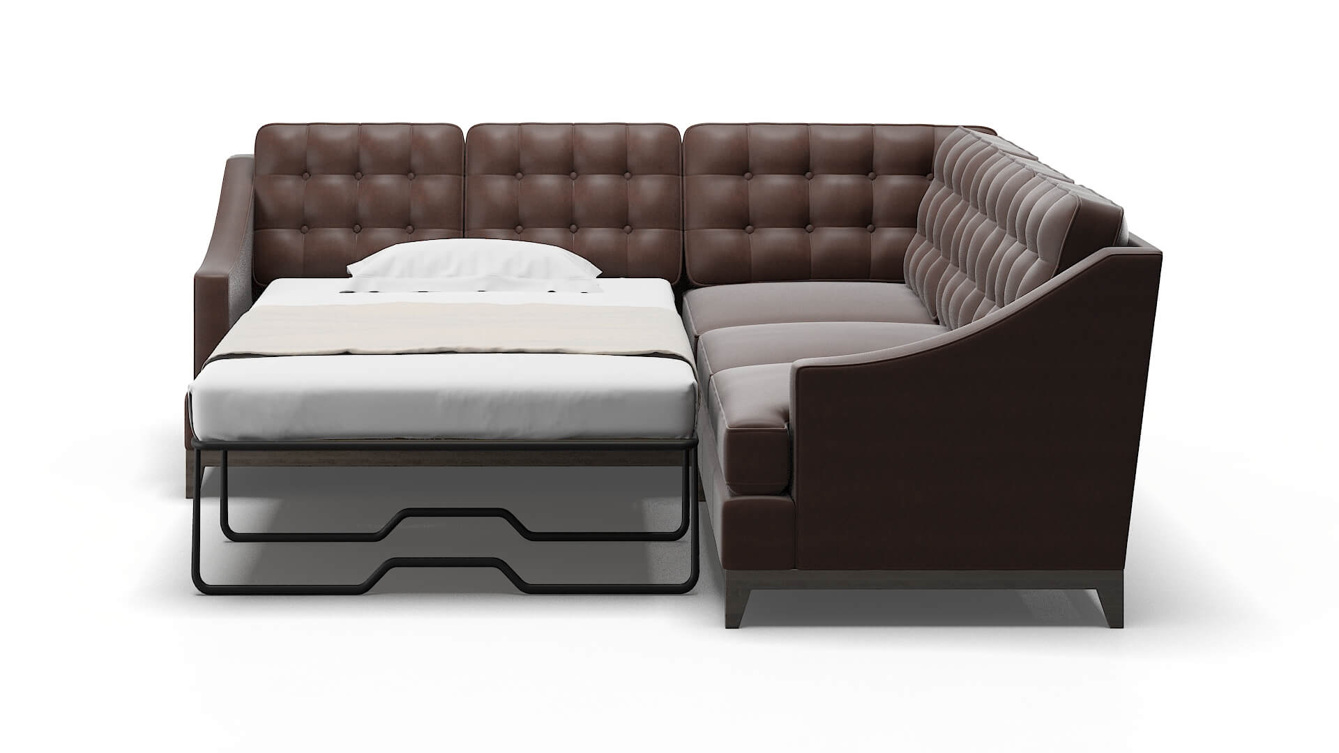 Geneva Bella Espresso Sectional Sleeper Espresso legs 1