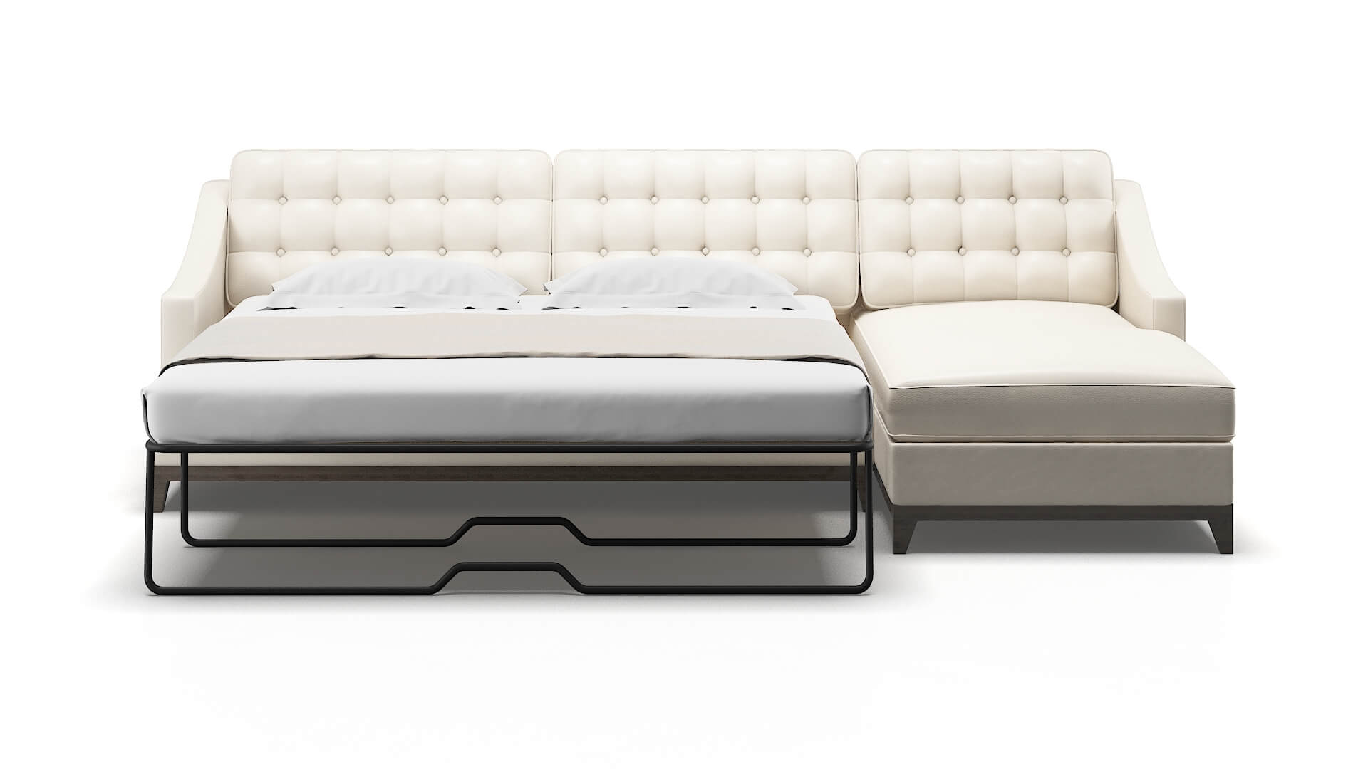 Geneva Blanche milky Panel sleeper Espresso Legs  2