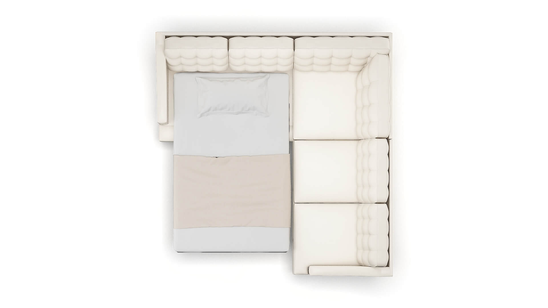 Geneva Blanche Milky Sectional Sleeper Espresso legs 3