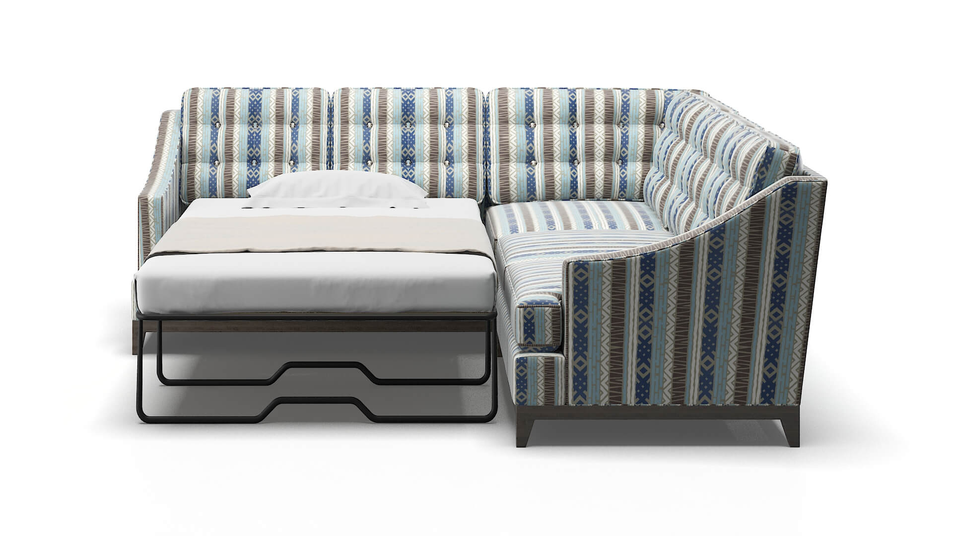 Geneva Bodhi Indigo Sectional Sleeper Espresso legs 1