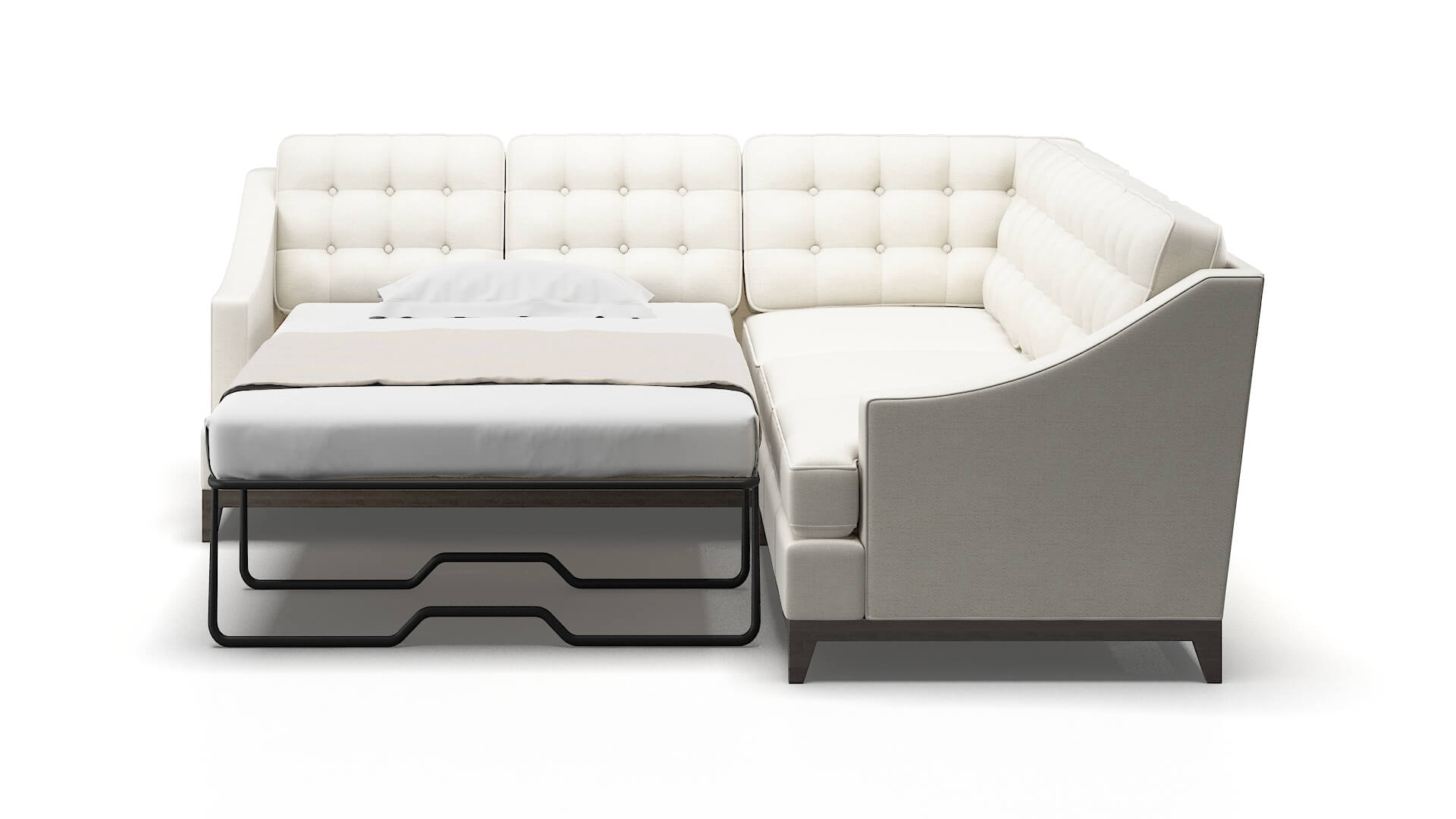Geneva Catalina Ivory Sectional Sleeper Espresso legs 1