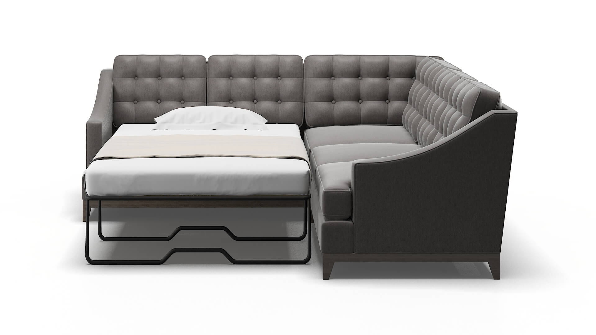 Geneva Cosmo Charcoal Sectional Sleeper Espresso legs 1