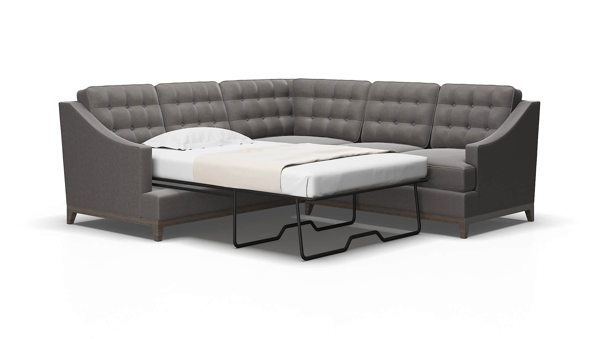 Geneva Cosmo Charcoal Sectional Sleeper Espresso legs 2