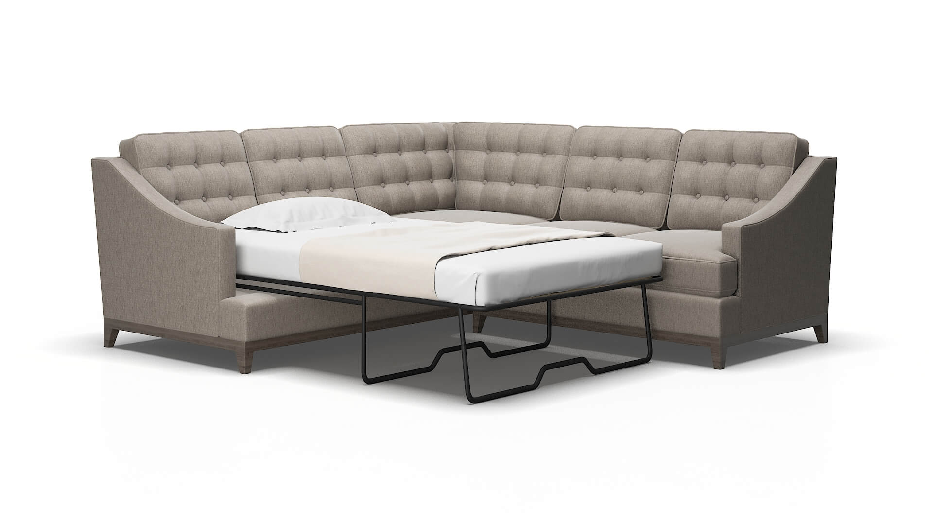 Geneva Cosmo Taupe Sectional Sleeper Espresso legs 2