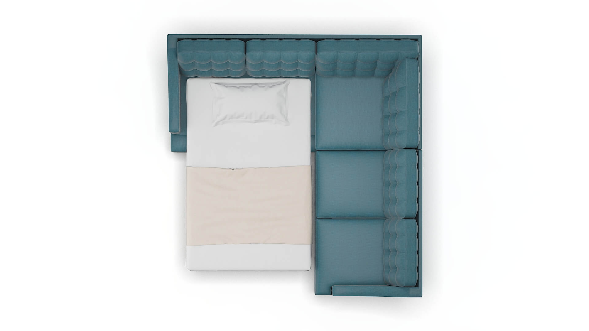 Geneva Cosmo Teal Sectional Sleeper Espresso legs 3