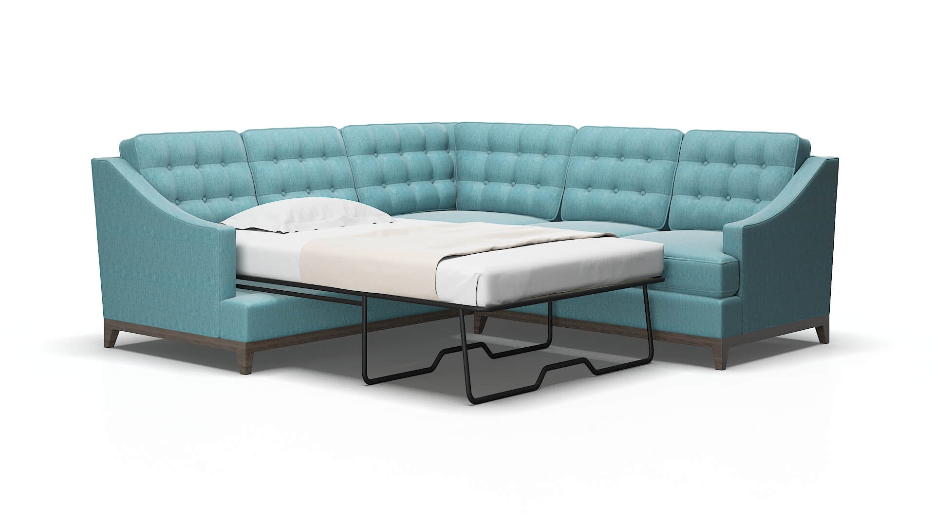 Geneva Cosmo turquoise Sectional sleeper Espresso Legs  2