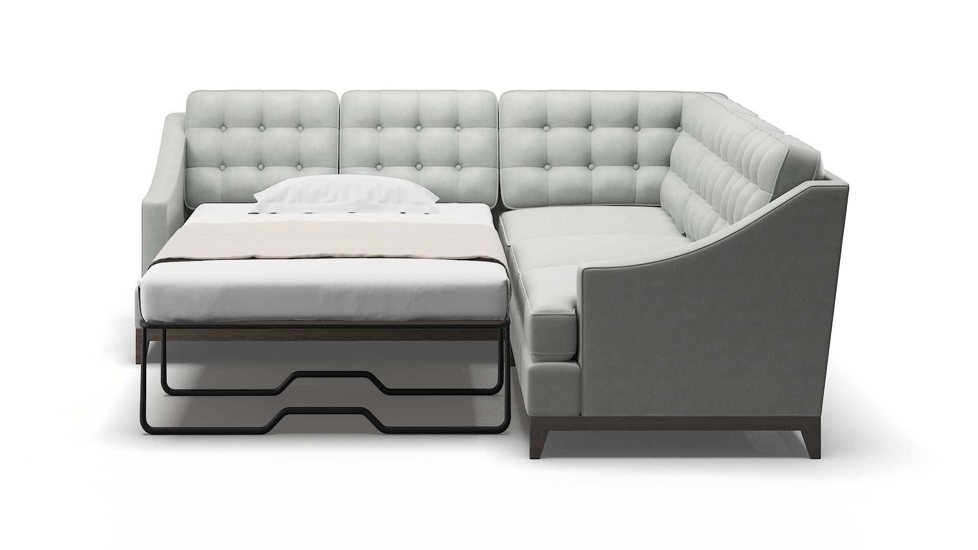 Geneva Dawson Platinum Sectional Sleeper Espresso legs 1