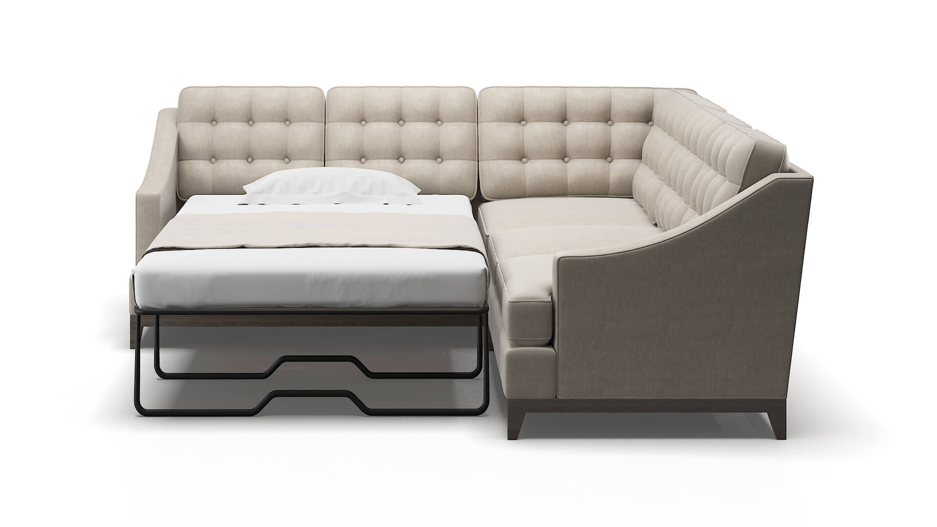 Geneva Derby Linen Sectional Sleeper Espresso legs 1