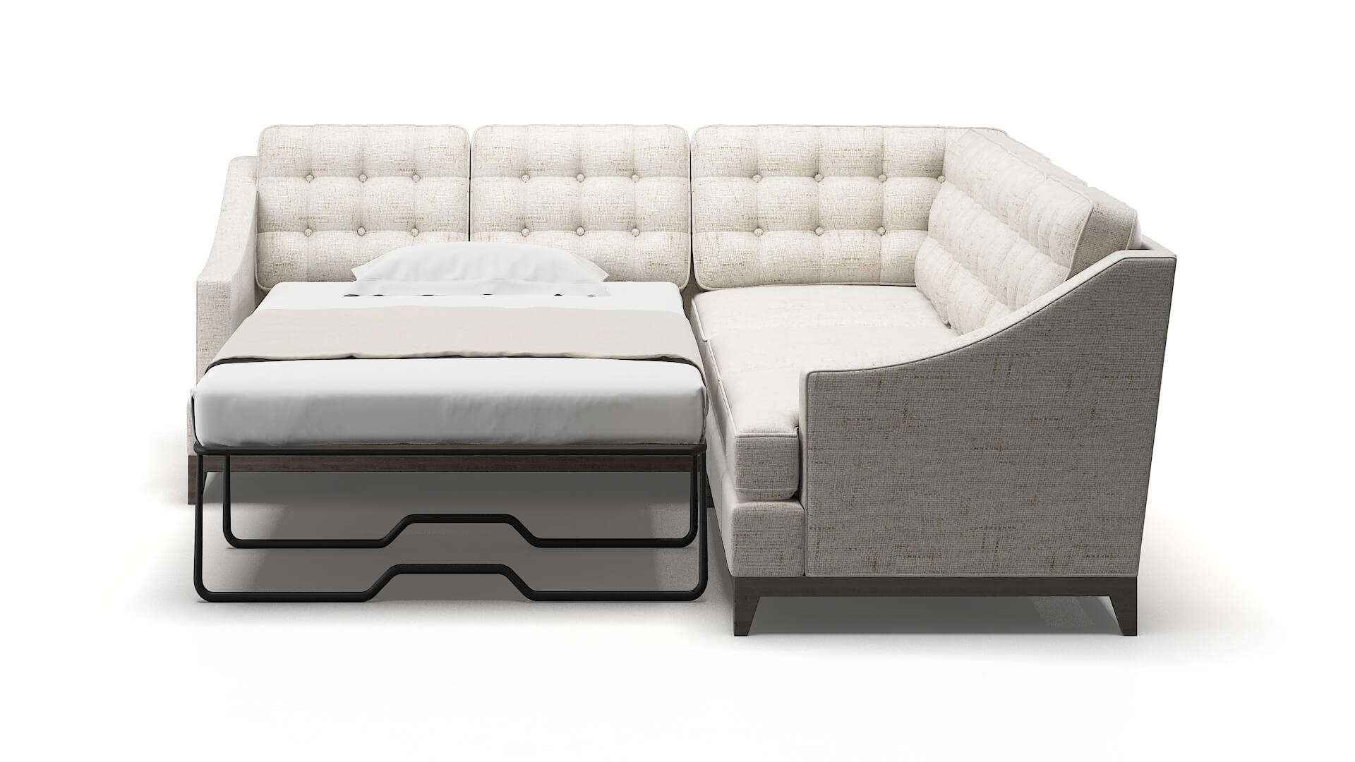 Geneva Derby Taupe Sectional Sleeper Espresso legs 1