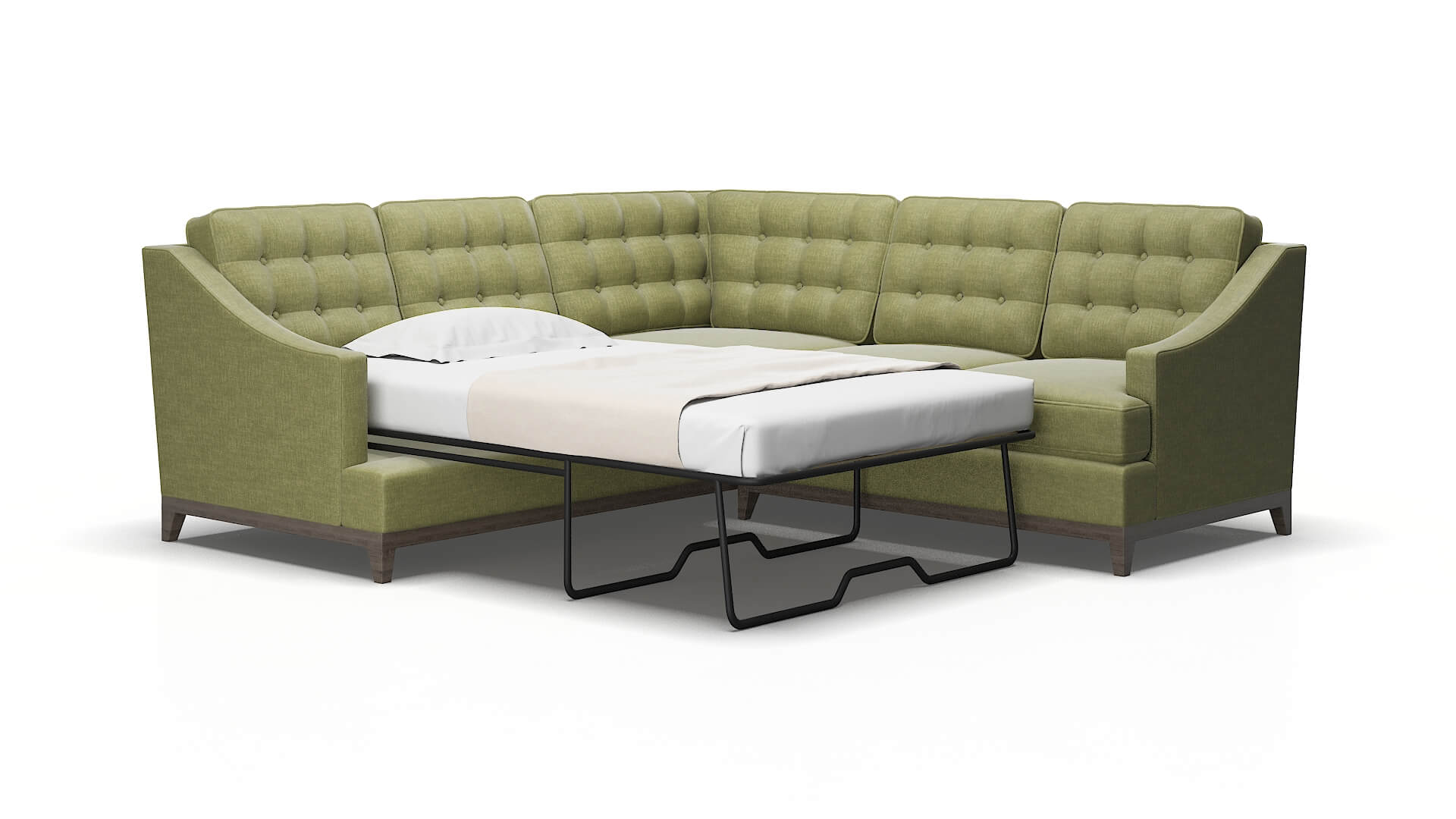 Geneva Durham Lime Sectional Sleeper Espresso legs 2