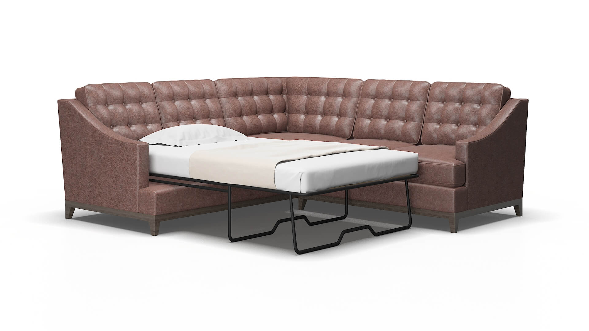 Geneva Ford Brown Sectional Sleeper Espresso legs 2