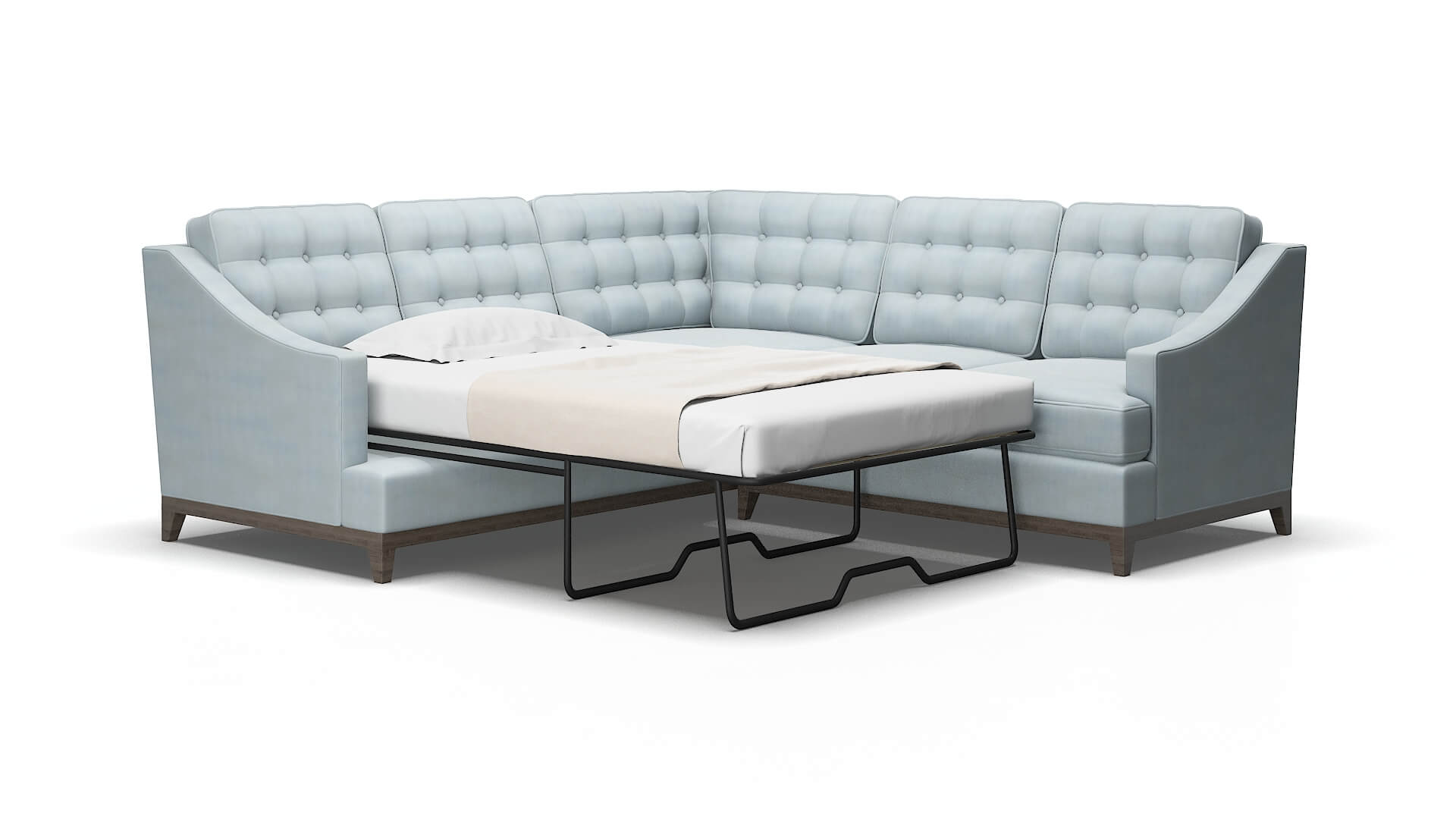 Geneva Hathaway aqua Sectional sleeper Espresso Legs  2
