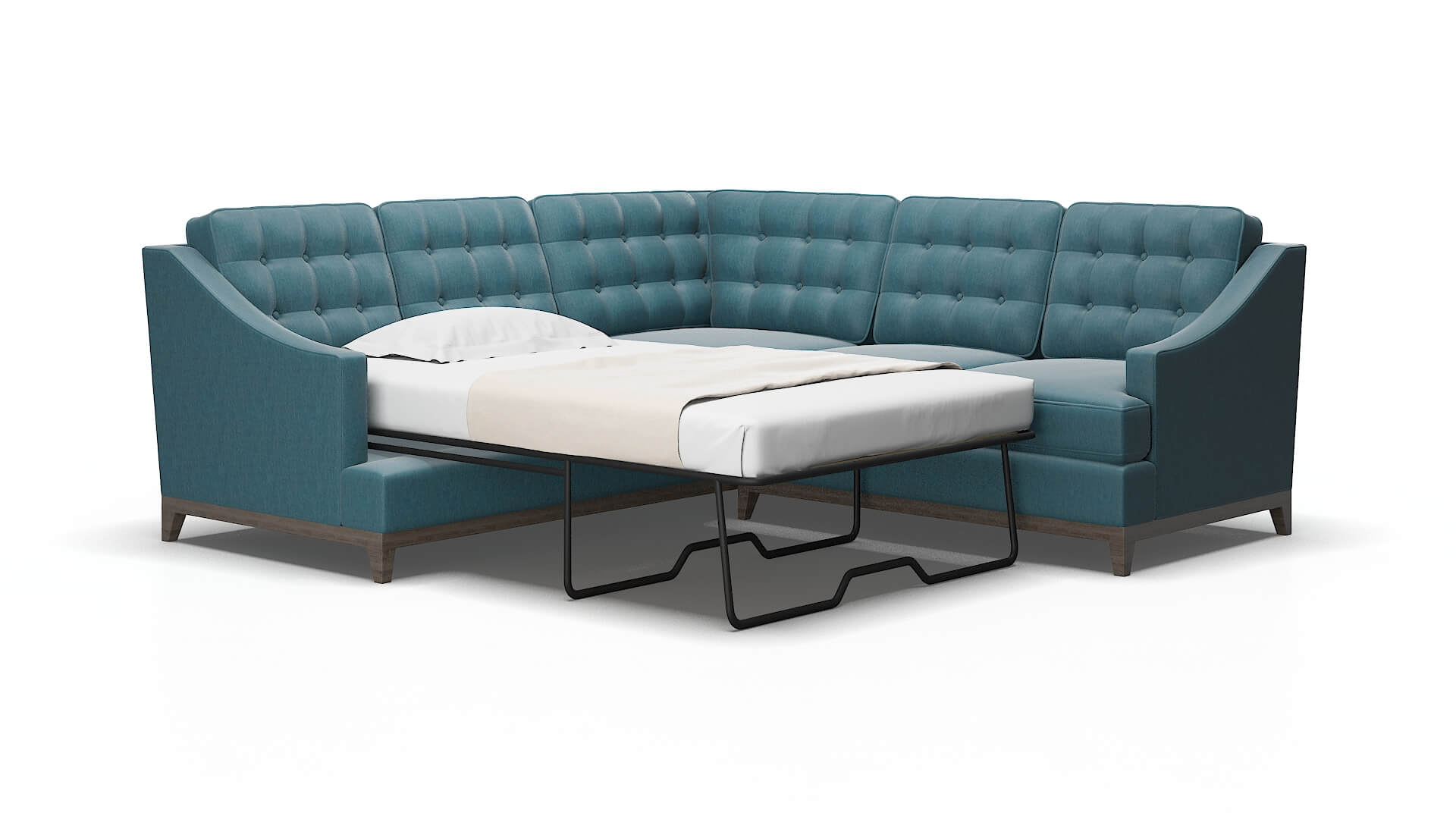 Geneva Hepburn teal Sectional sleeper Espresso Legs  2