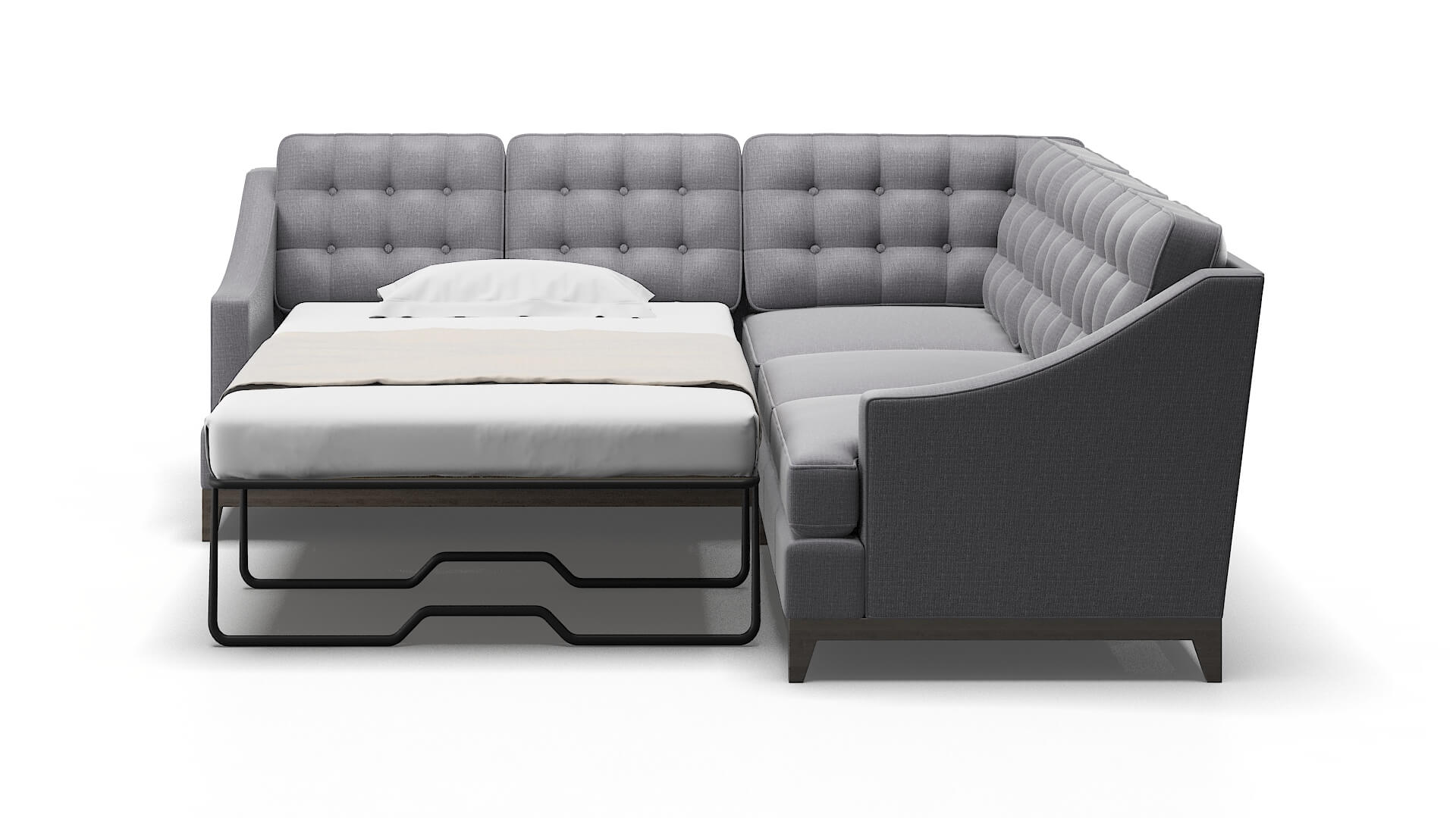 Geneva Insight Denim Sectional Sleeper Espresso legs 1