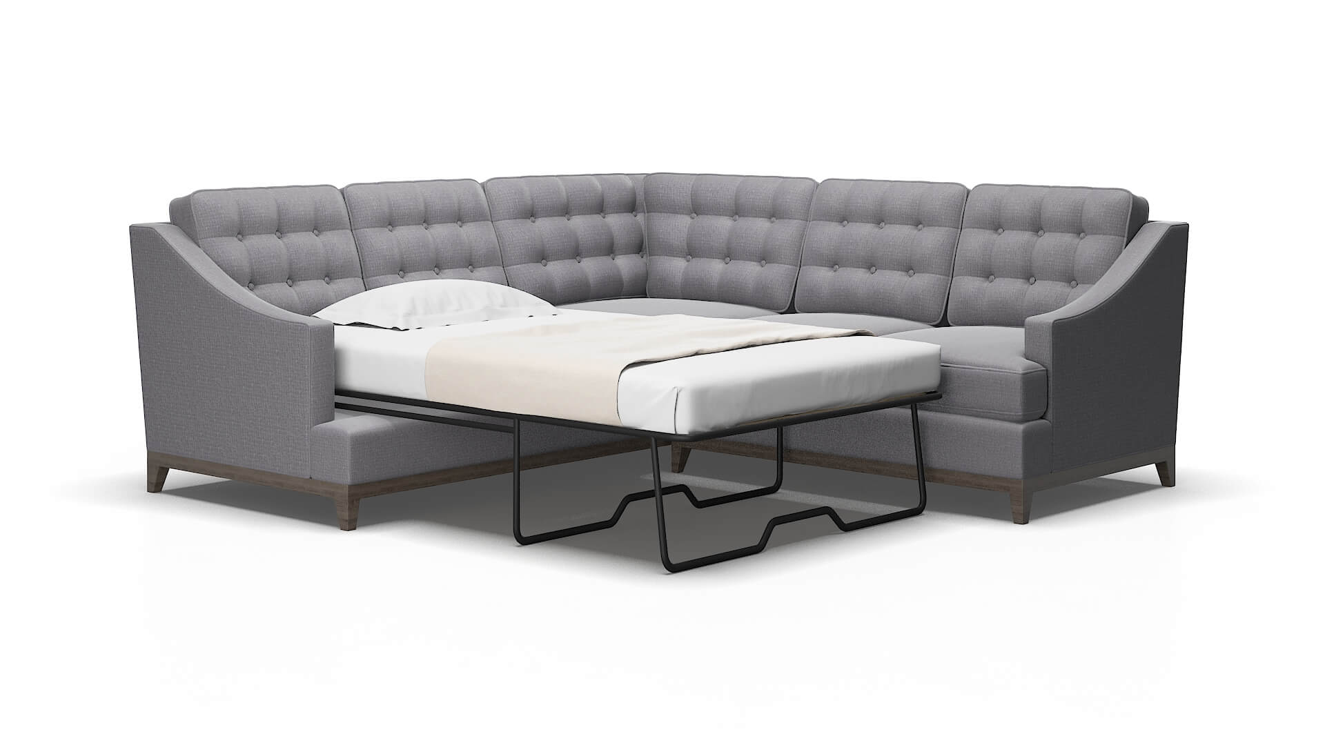 Geneva Insight Denim Sectional Sleeper Espresso legs 2