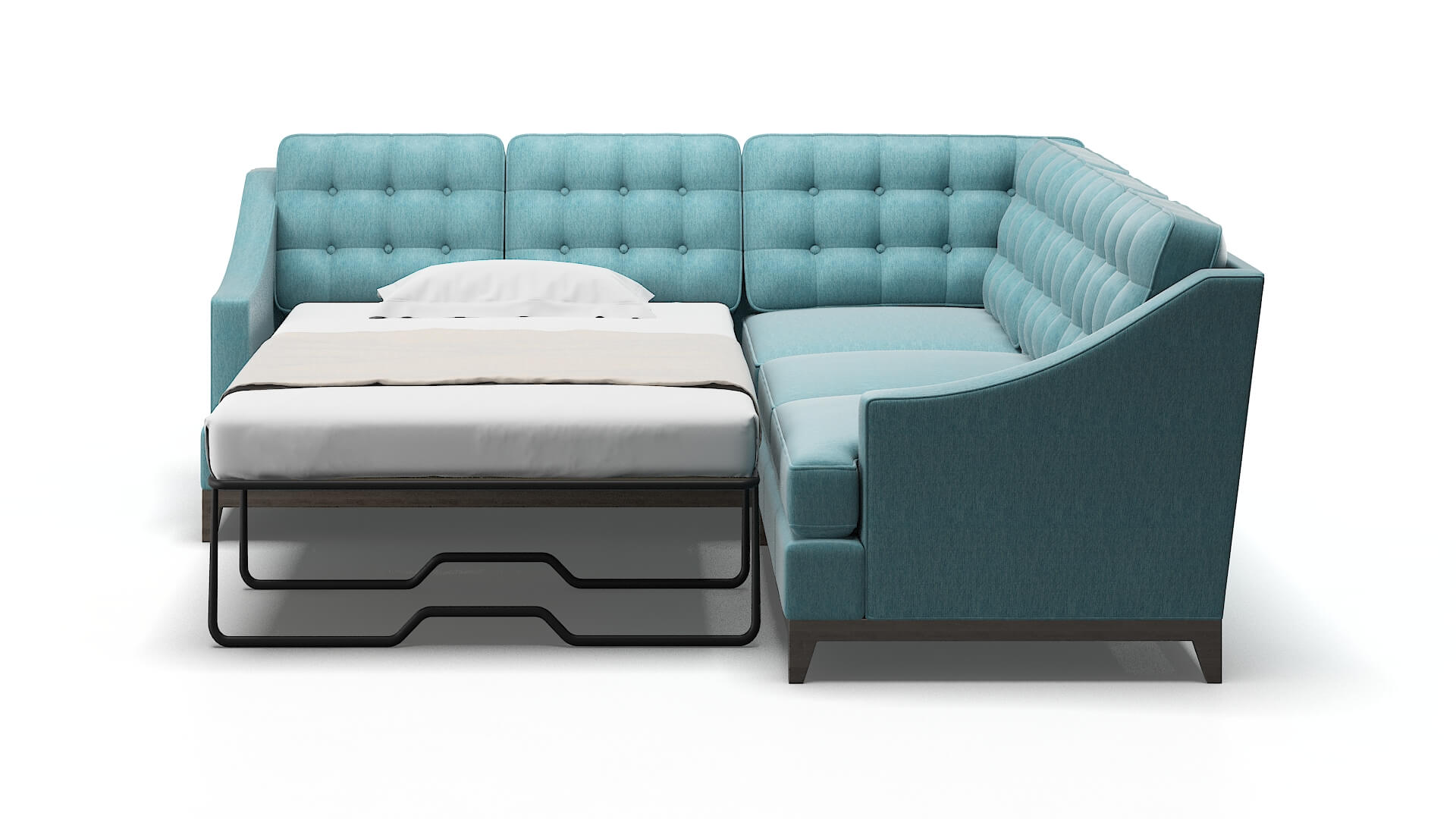 Geneva Lana Peacock Sectional Sleeper Espresso legs 1