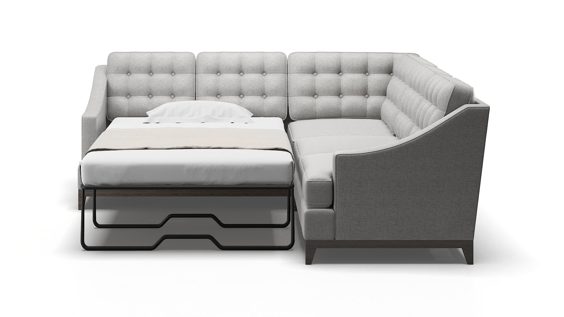 Geneva Malibu Dove Sectional Sleeper Espresso legs 1